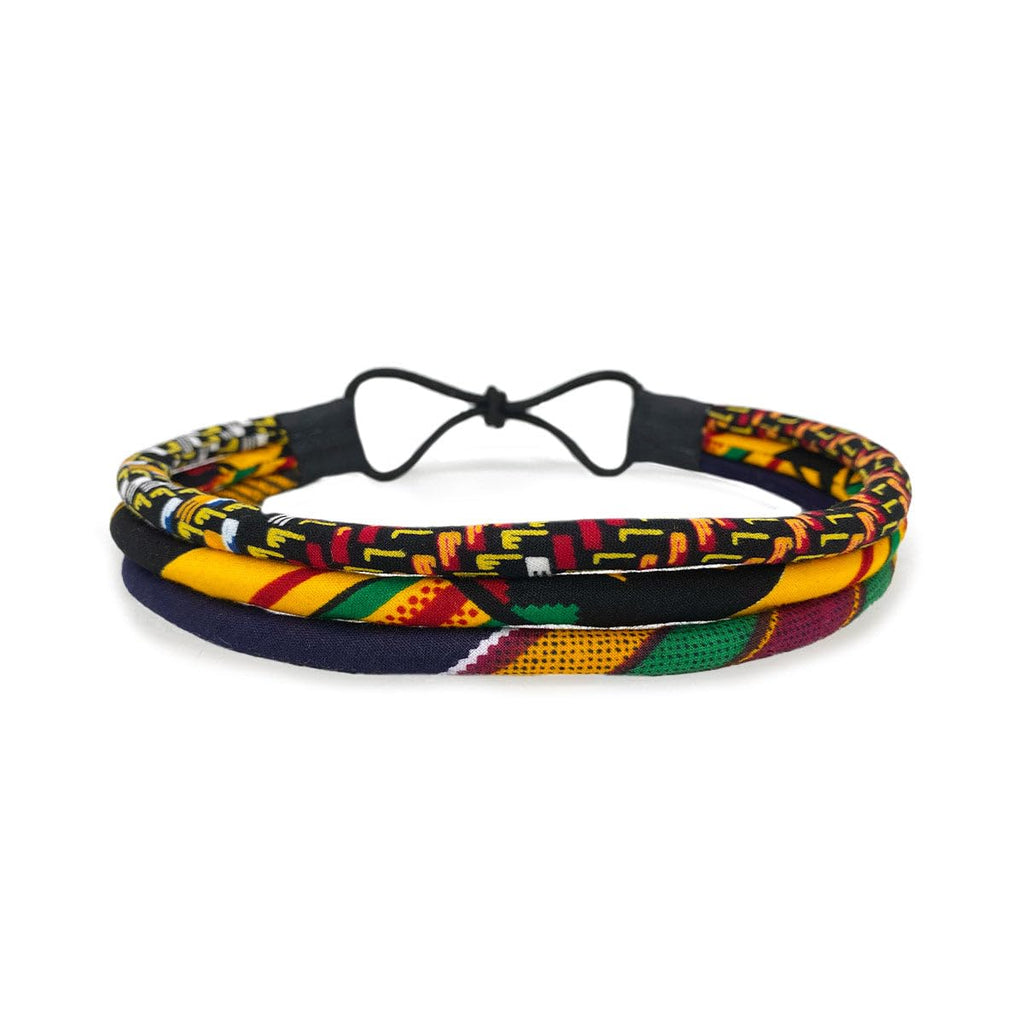 Cloth & Cord African Headband - Kente 3-Strand Ankara Print (Red, Black, Green) Afrocentric
