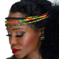 Cloth & Cord African Headband - Kente 3-Strand Ankara Print (Red, Black, Green) Afrocentric