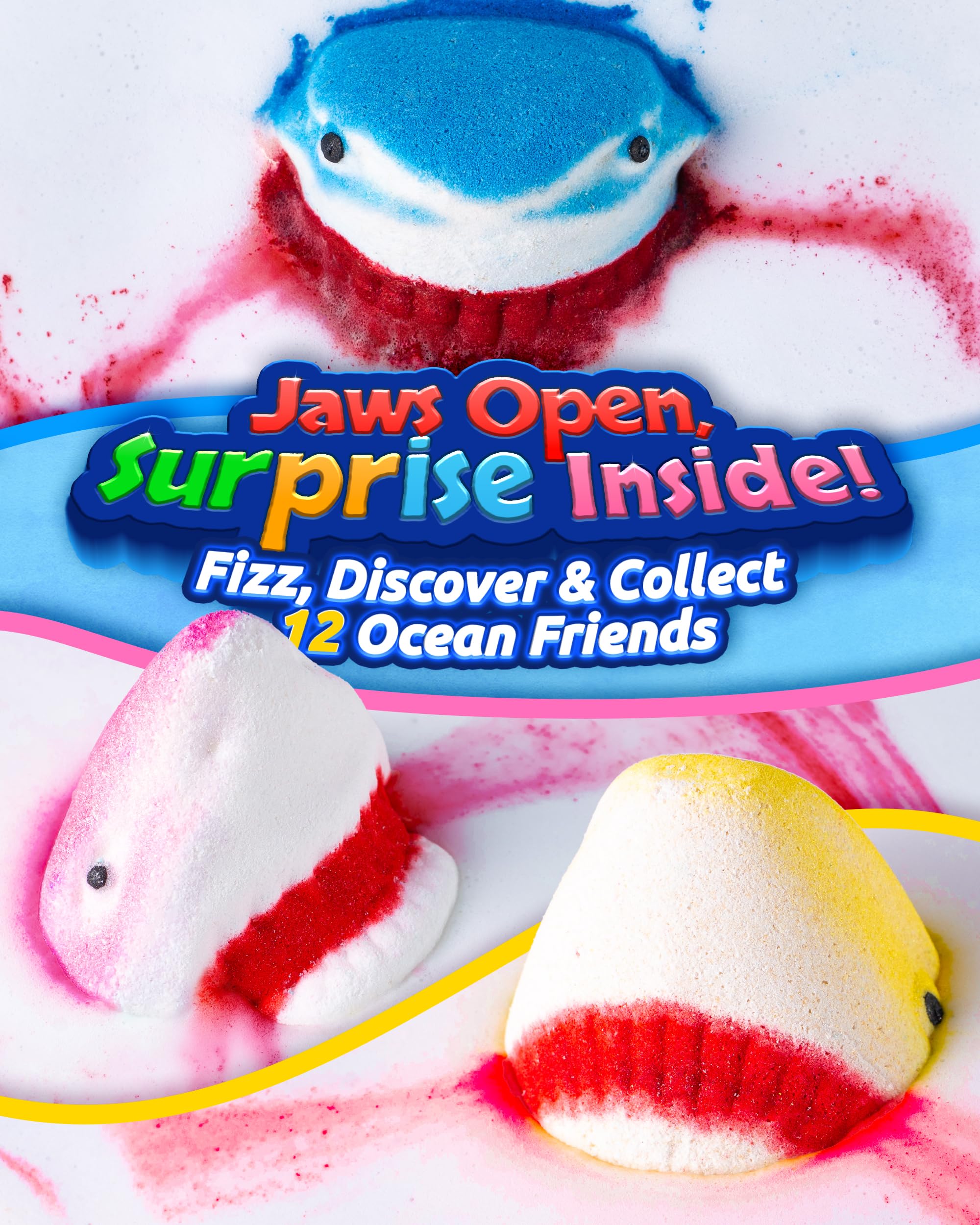 CLOUQUAR Shark Bath Bombs for Kids – 12-Pack with Glow-in-The-Dark Toys