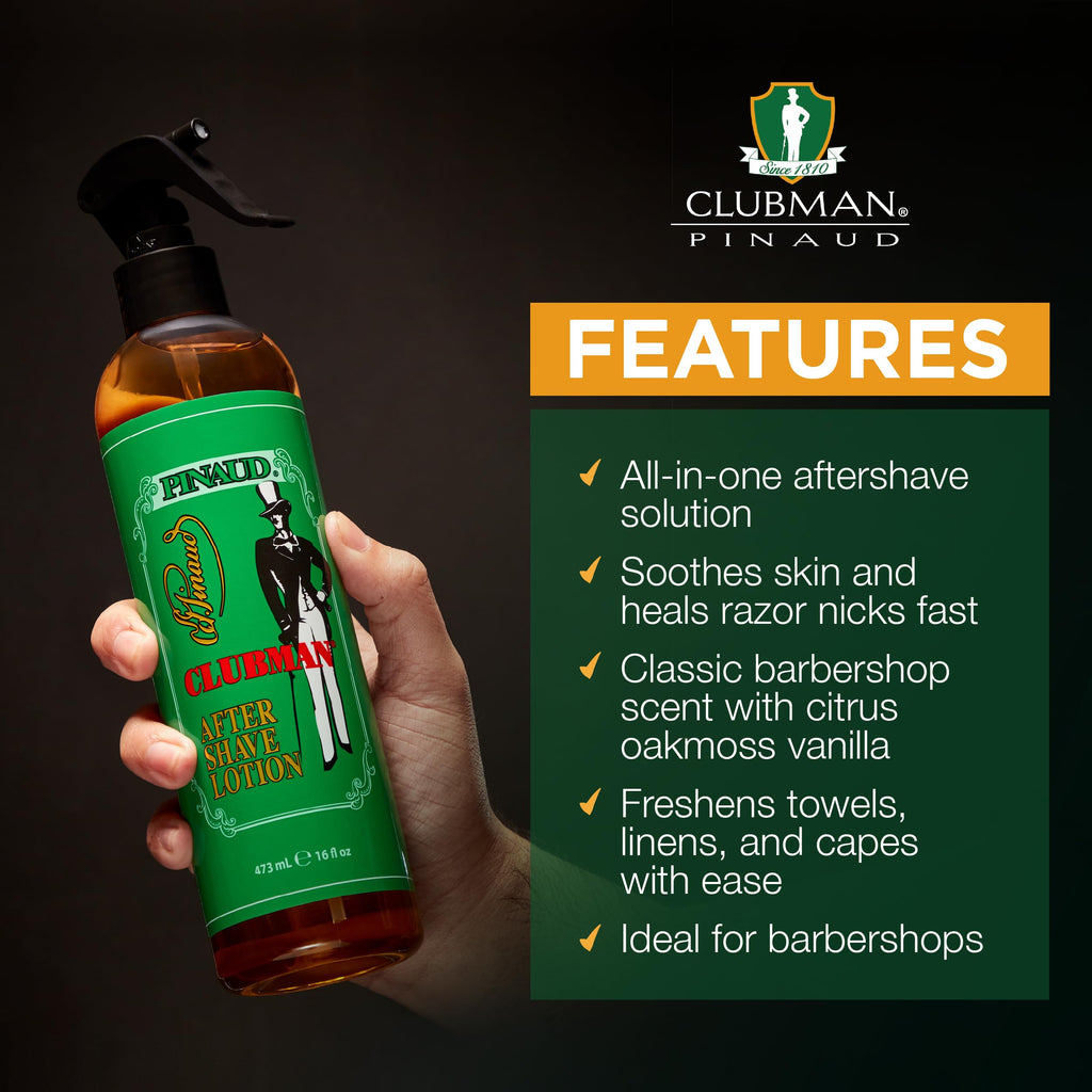 Clubman After Shave Lotion Spray – Classic Barber Scent, 16 oz