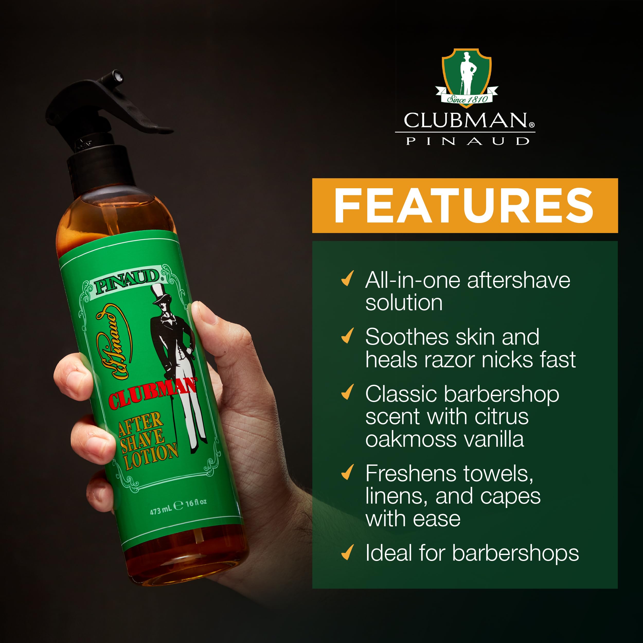 Clubman After Shave Lotion Spray – Classic Barber Scent, 16 oz