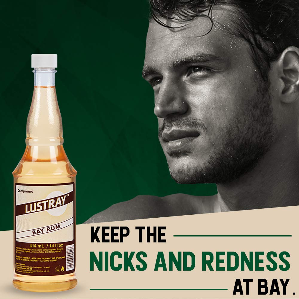 Clubman Lustray Bay Rum After Shave Lotion for Men – Classic Scent, Soothing Hydration, 14 oz