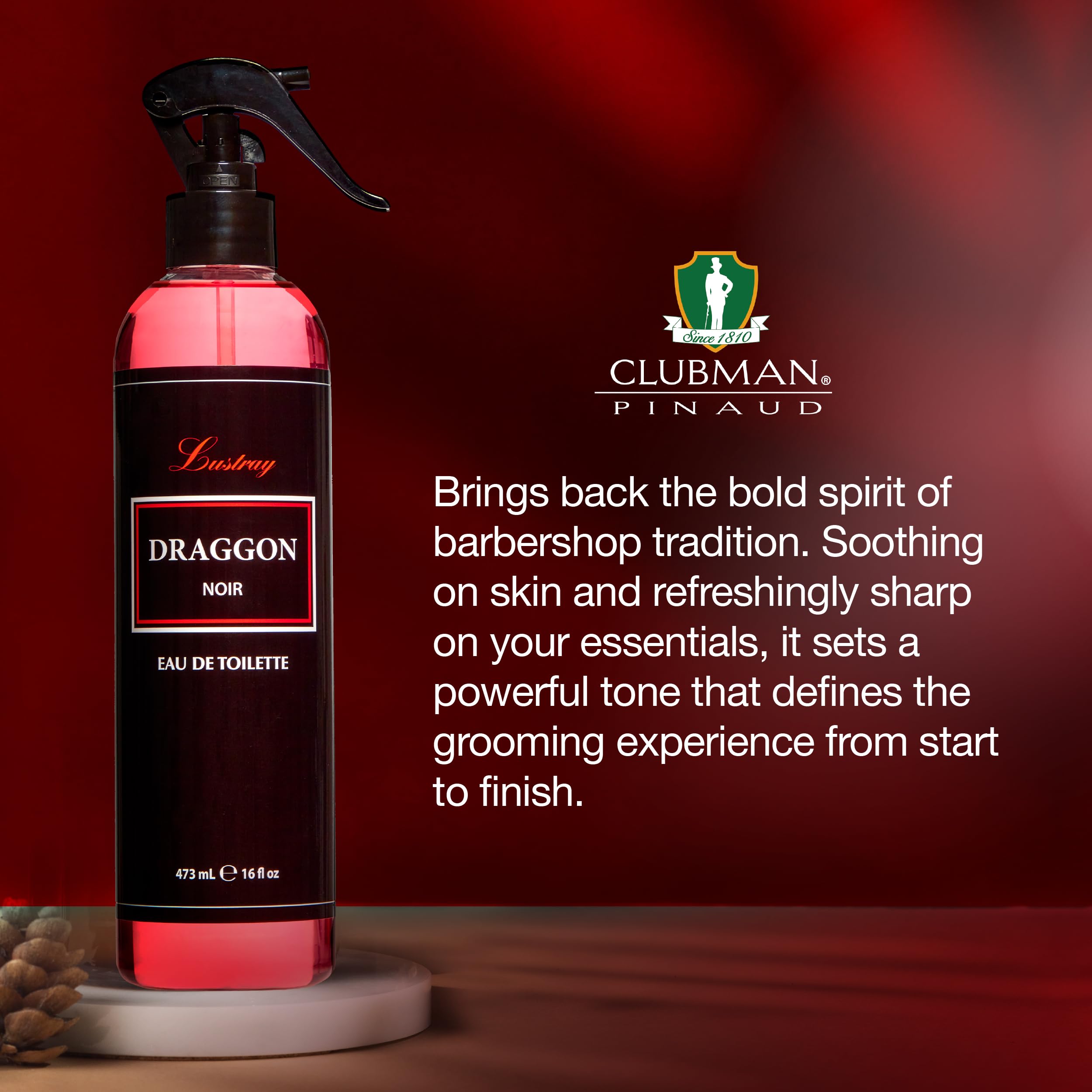 Clubman Lustray Draggon Noir Barber After Shave Spray – Eau de Toilette, 16 oz