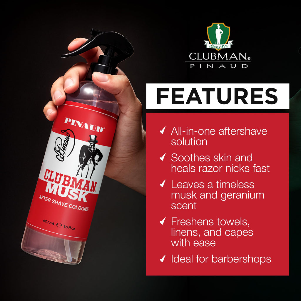 Clubman Musk After Shave Cologne Spray – Classic Men’s Fragrance, 16 fl oz