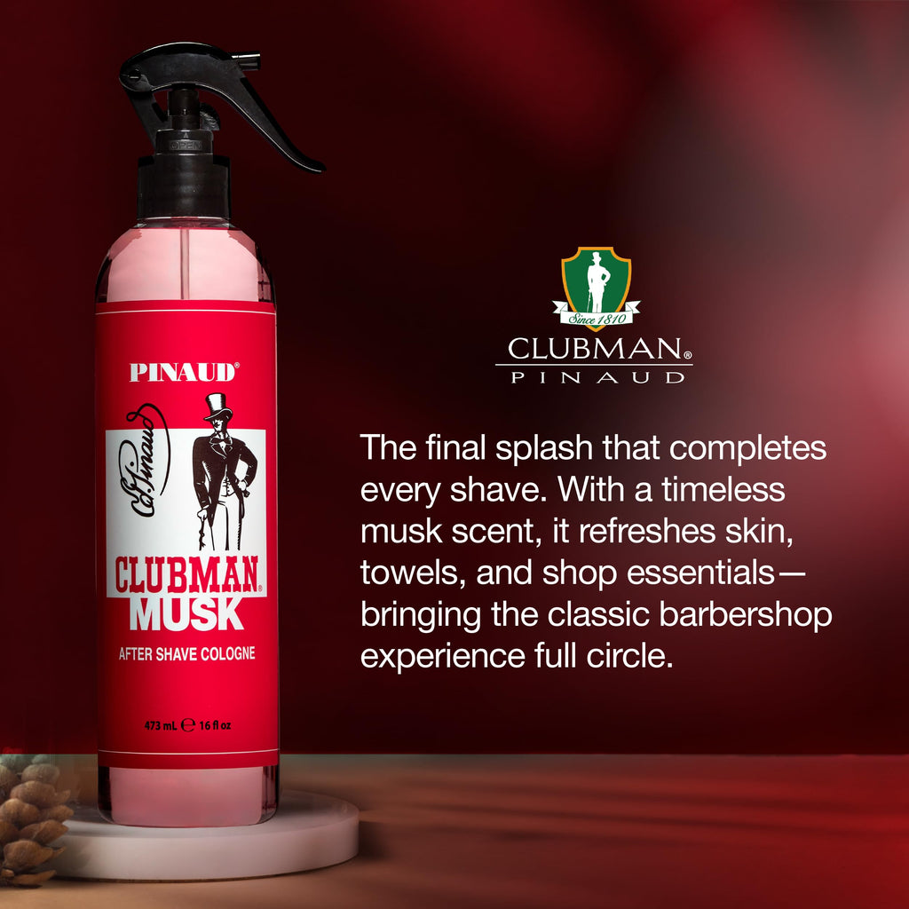 Clubman Musk After Shave Cologne Spray – Classic Men’s Fragrance, 16 fl oz