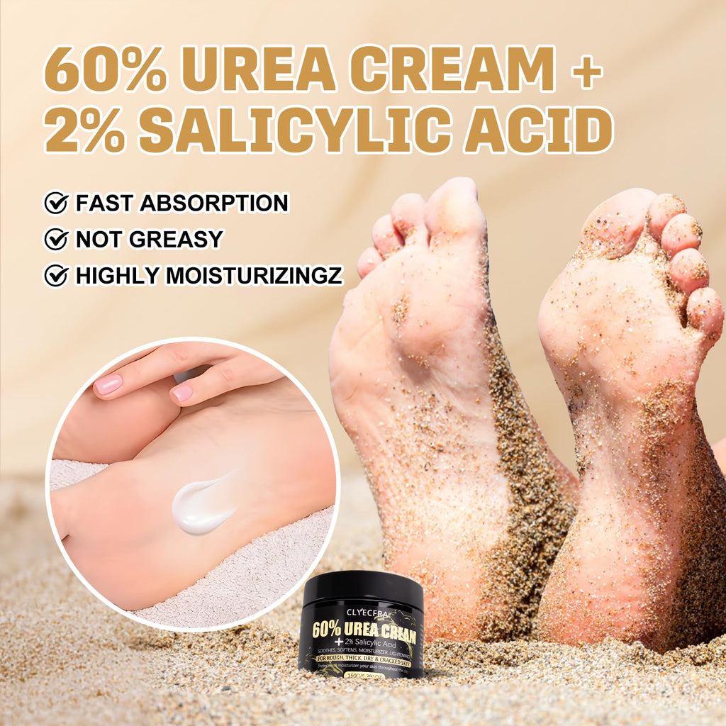 Clyecfra 60% Urea Cream with 2% Salicylic Acid | Deep Hydration for Dry, Rough Skin (150g)