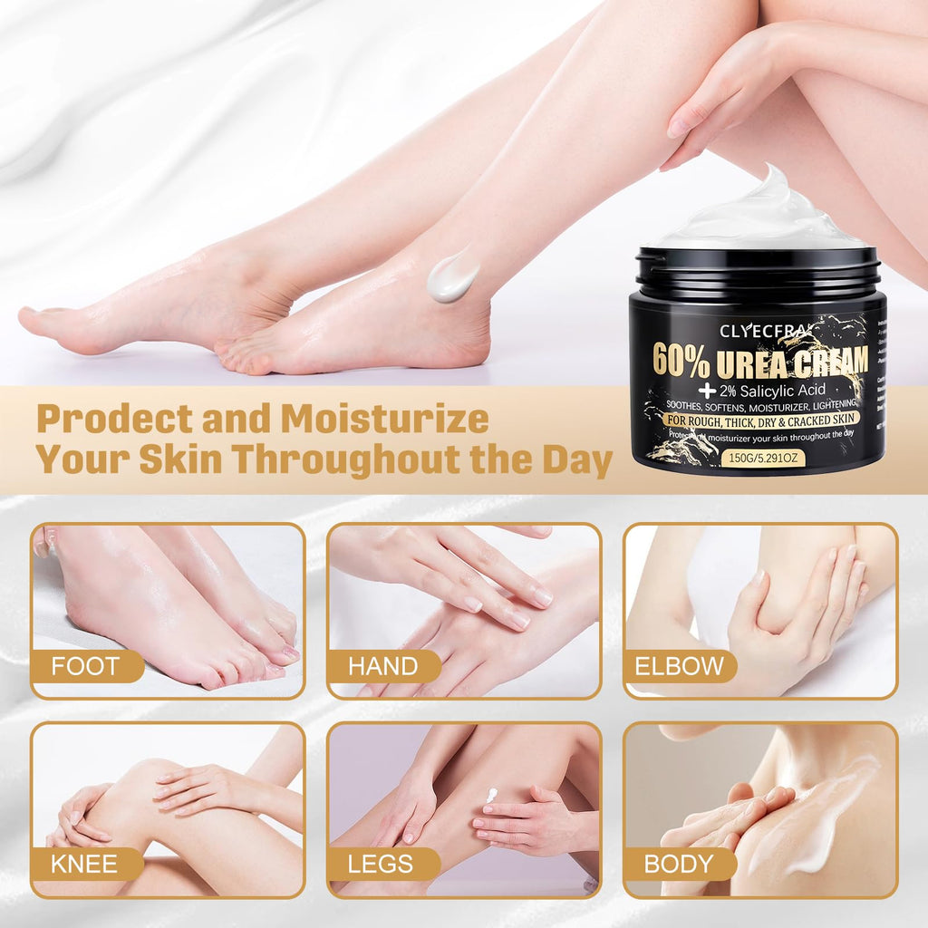 Clyecfra 60% Urea Cream with 2% Salicylic Acid | Deep Hydration for Dry, Rough Skin (150g)