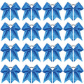 CN 16-Piece 8-Inch Glitter Cheer Bows – Large Blue Sparkly Hair Bows with Elastic Ties