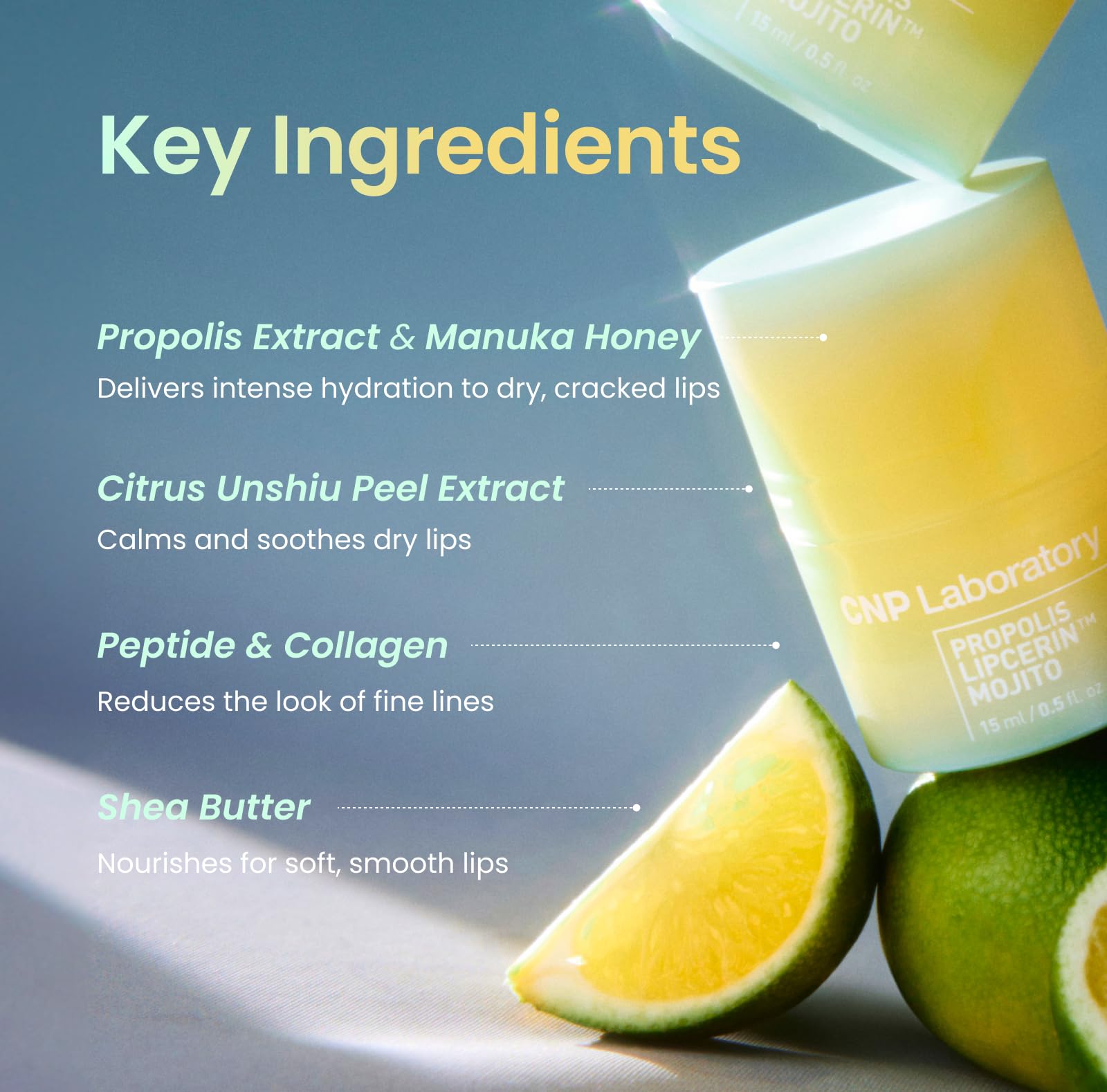 CNP Honey Lip Butter Propolis Lipcerin 03 Lime | 12-Hour Hydration Lip Balm & Overnight Lip Mask