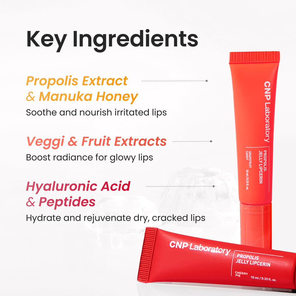 CNP Propolis Jelly Lipcerin 04 Cherry Pie — Hydrating Lip Balm & Gloss with Manuka Honey & Hyaluronic Acid