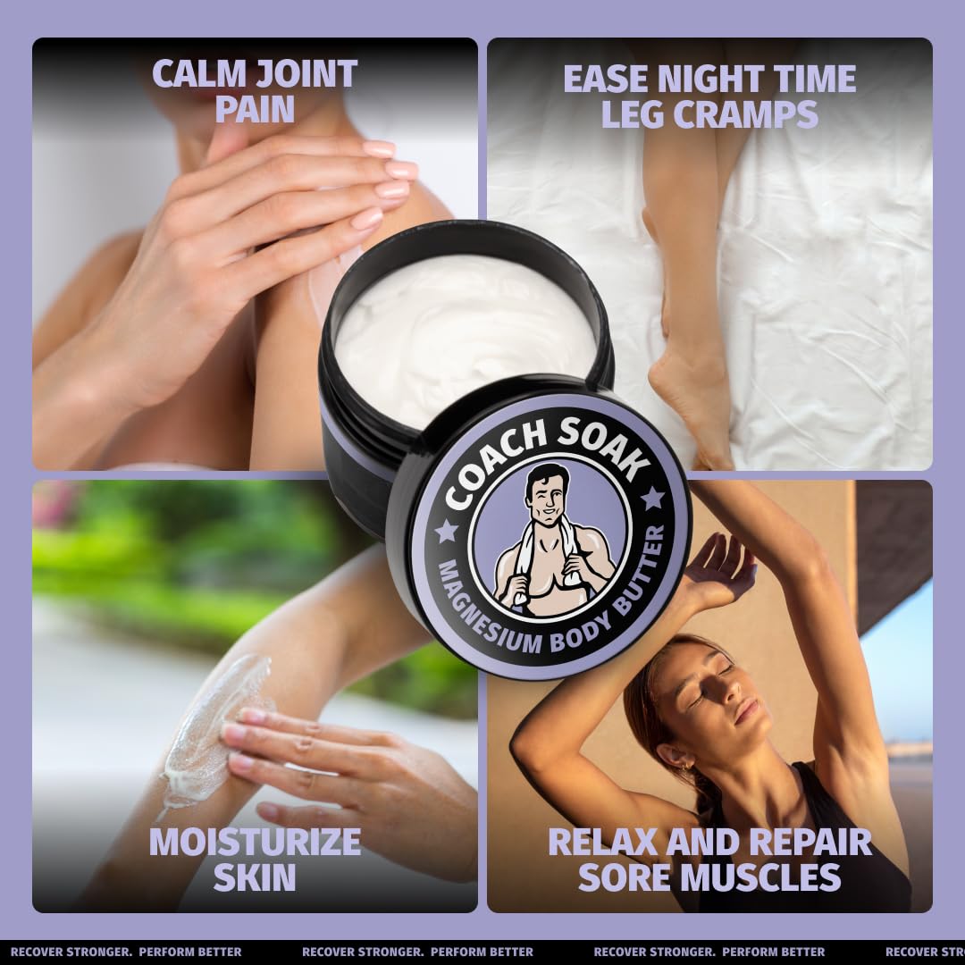 Coach Soak Nighttime Magnesium Body Butter – High Magnesium, Deep Hydration, Lavender (8oz)
