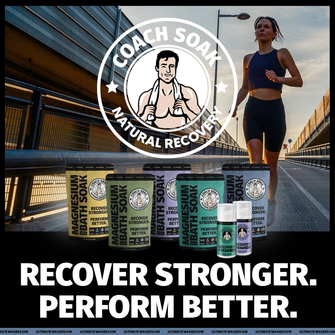 Coach Soak Recovery Bath Soak – Unscented 3 lb with Pure Magnesium Chloride Flakes & Dead Sea Salt
