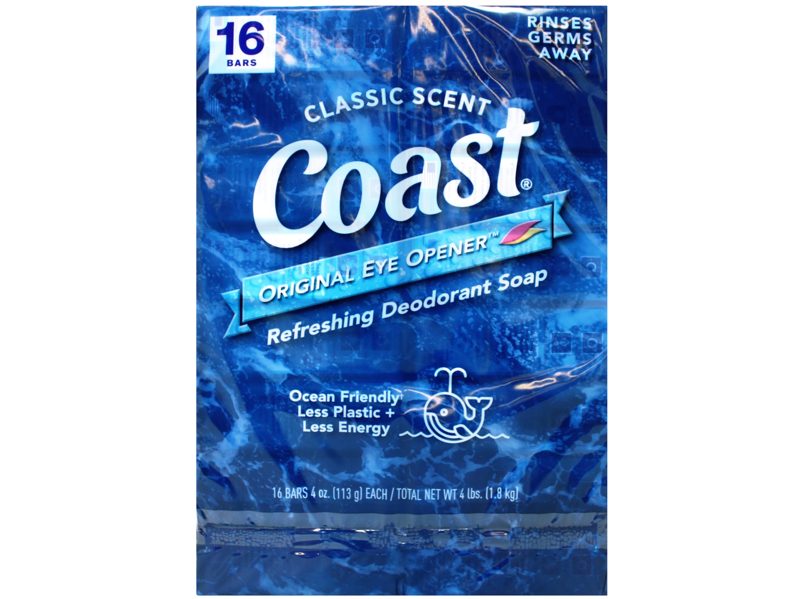 Coast Deodorant Soap Bars Classic Pacific Force Scent – 16 Count (Pack of 2) | Invigorating Morning Clean