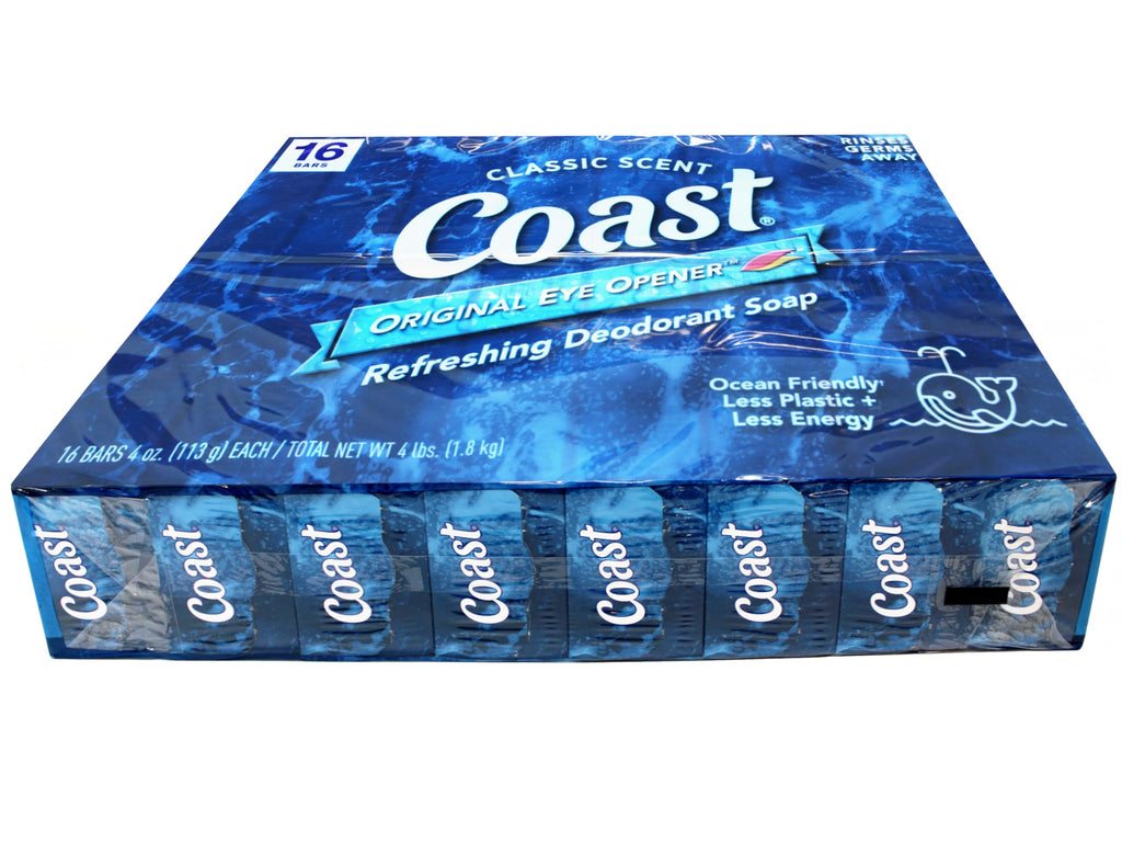 Coast Deodorant Soap Bars Classic Pacific Force Scent – 16 Count (Pack of 2) | Invigorating Morning Clean