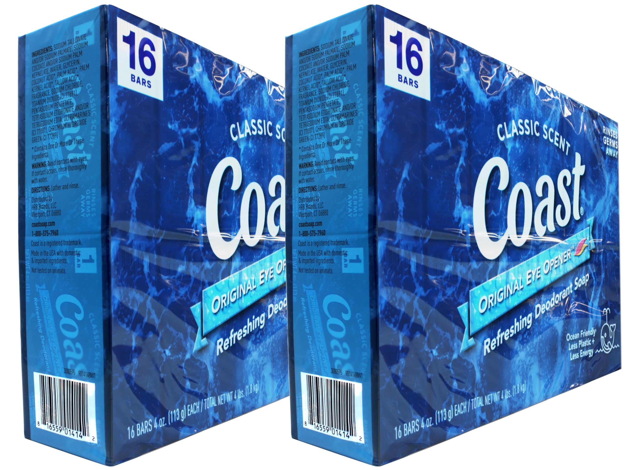 Coast Deodorant Soap Bars Classic Pacific Force Scent – 16 Count (Pack of 2) | Invigorating Morning Clean