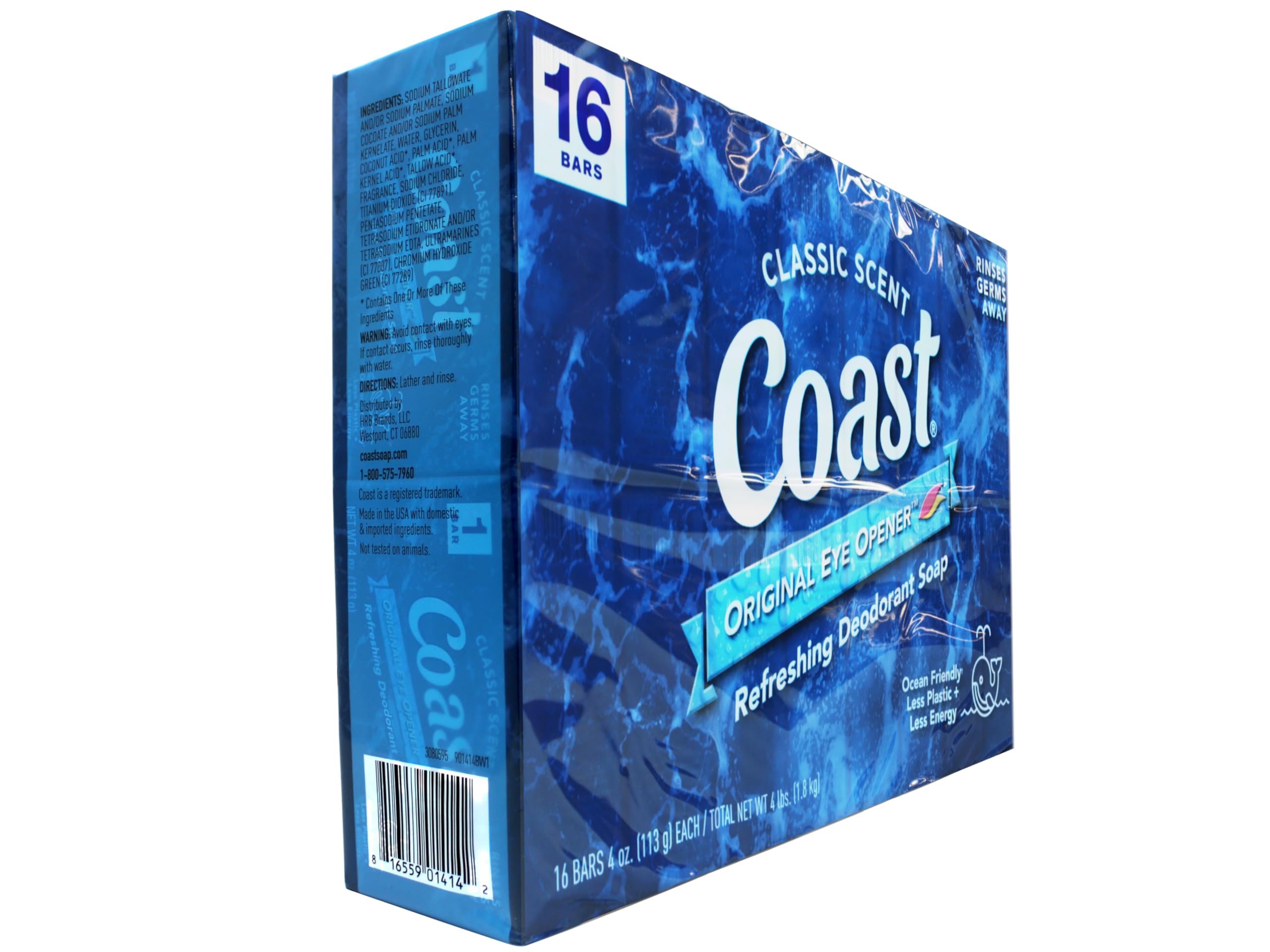 Coast Refreshing Deodorant Soap Bar – Thick Lather, Clean Rinsing, Classic Scent | 16 Bars, 4 oz Each