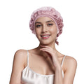 Cocheng Mulberry Silk Bonnet - Double-Sided Sleep Cap with Adjustable Ribbon, 19 Momme, Bean Pink