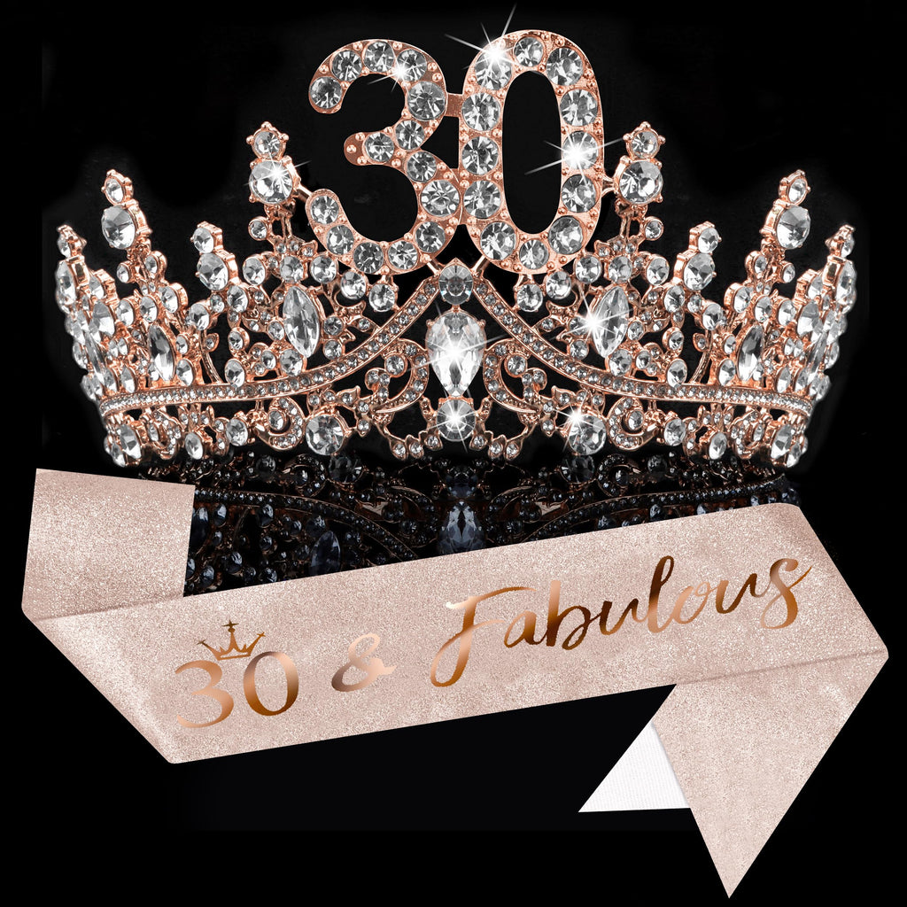 COCIDE 30th Birthday Sashes, Crowns & Decorations – Sash, Tiaras Set for Women & Girls