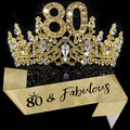 COCIDE 80th Birthday Sashes, Crowns & Decorations – Sash & Tiara Set for Women & Girls