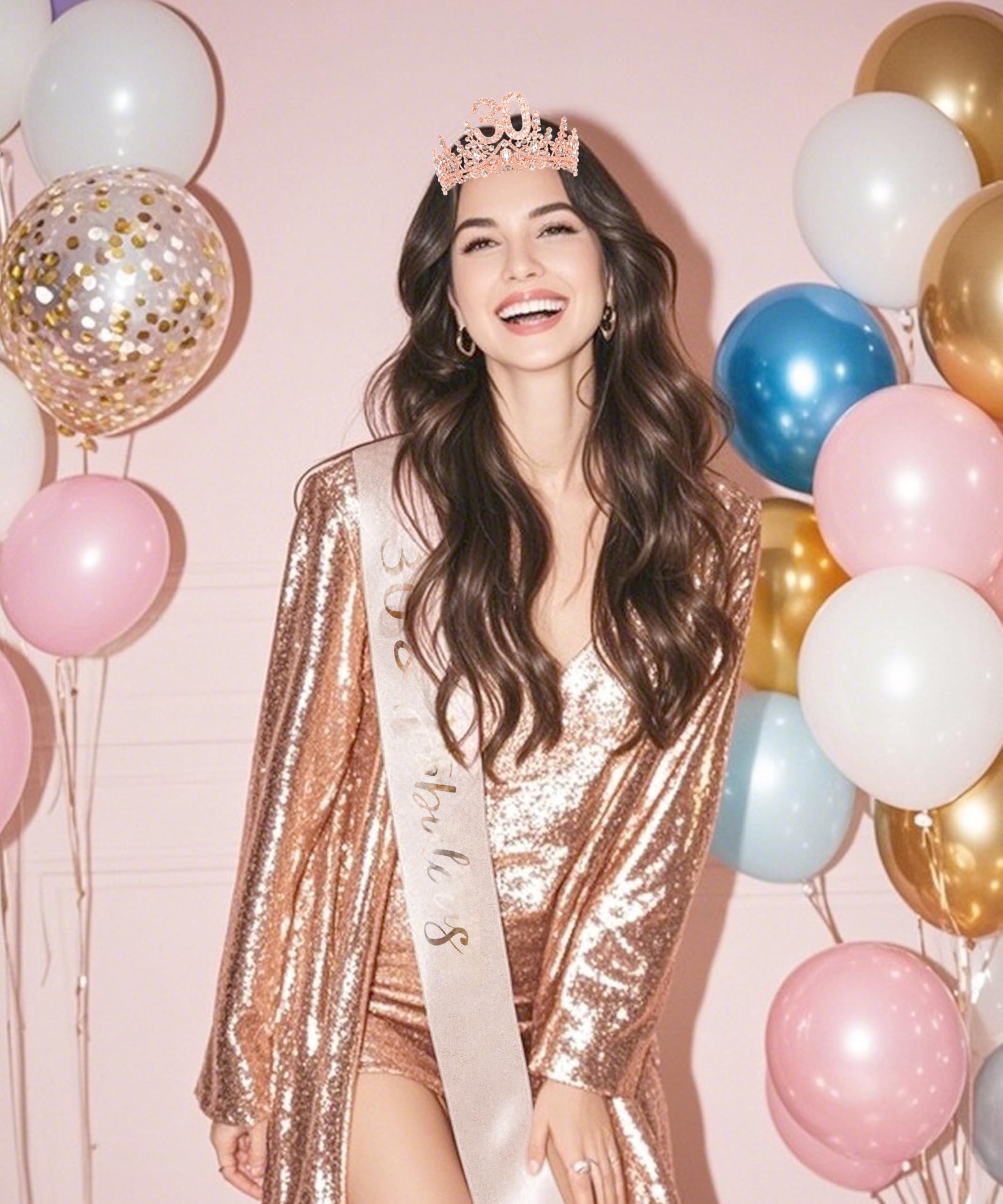 COCIDE 30th Birthday Sashes, Crowns & Decorations – Sash, Tiaras Set for Women & Girls