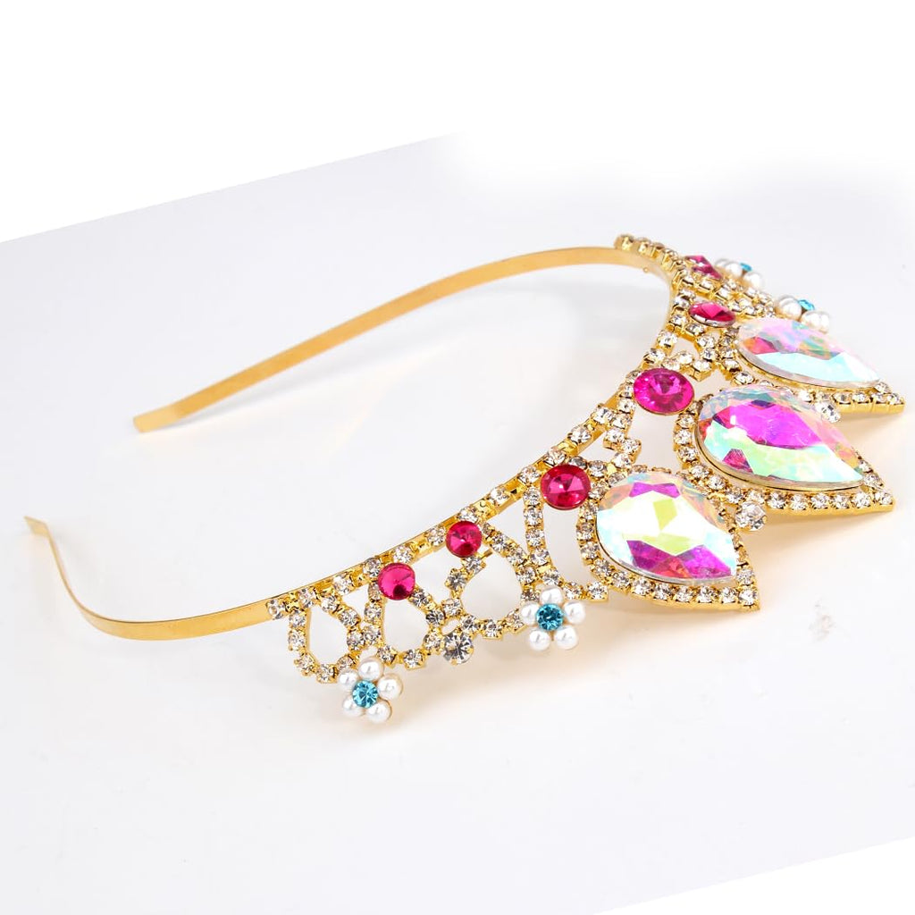 COCIDE Rapunzel Crown – AB Crystal Tiara & Pearl Hairpiece for Girls, Birthday & Wedding