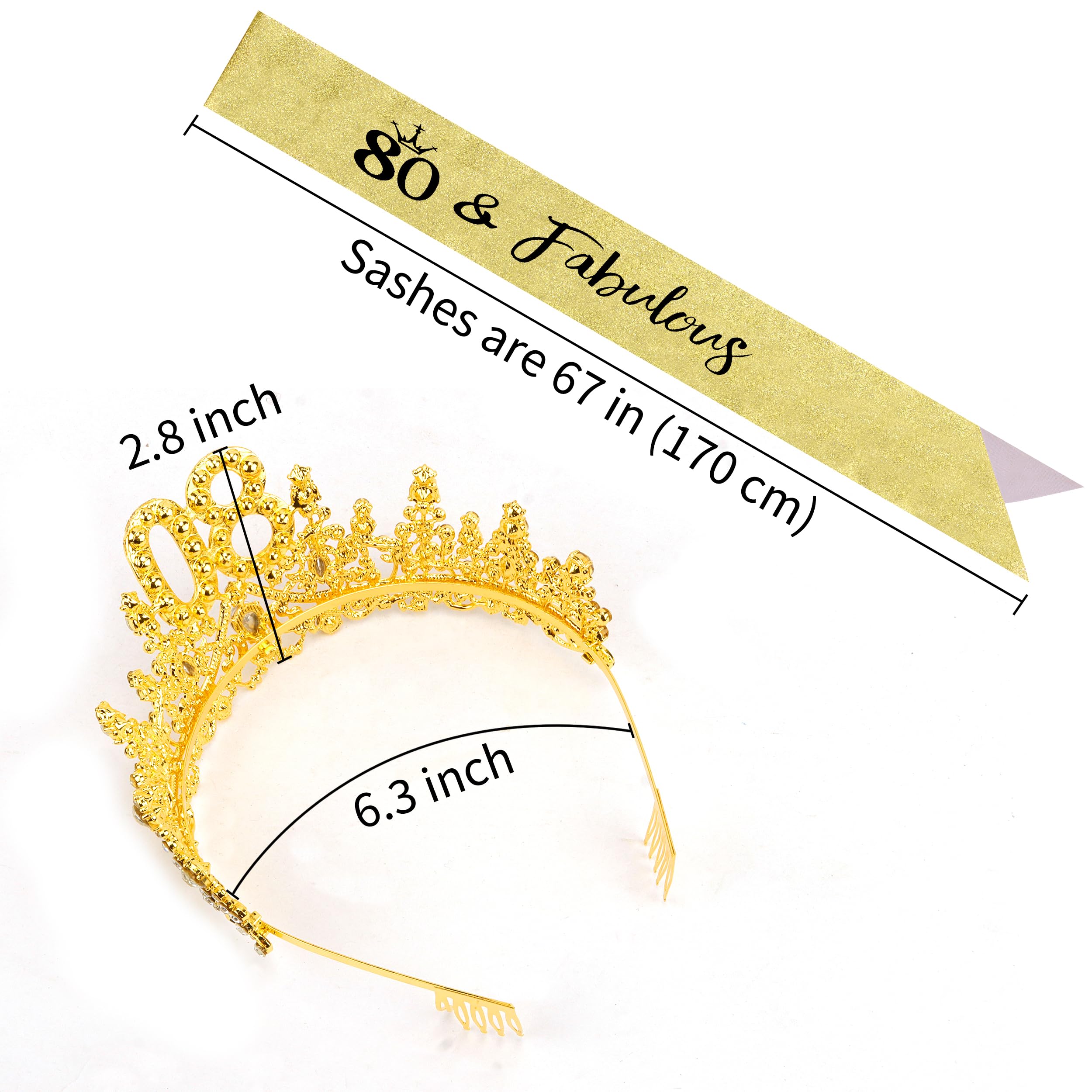 COCIDE 80th Birthday Sashes, Crowns & Decorations – Sash & Tiara Set for Women & Girls