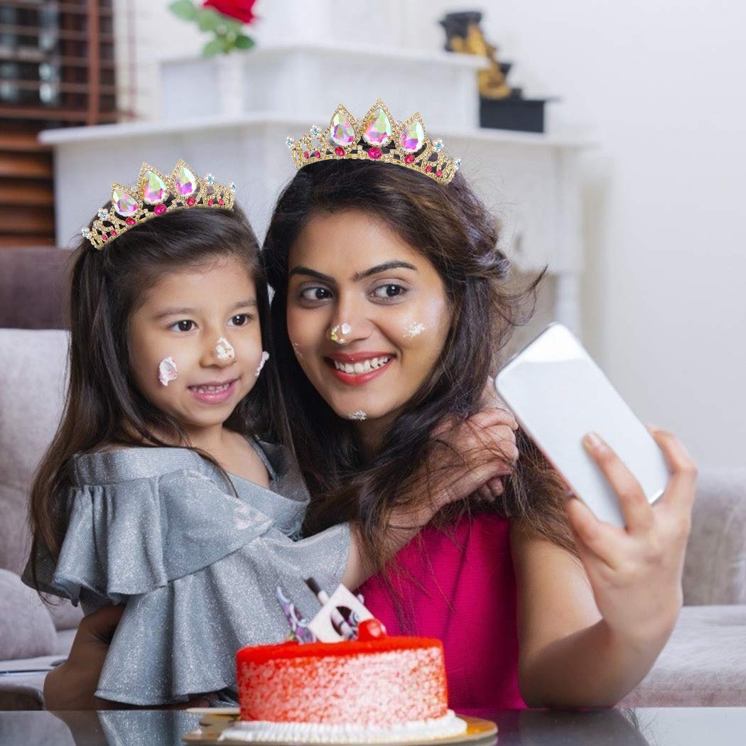 COCIDE Rapunzel Crown – AB Crystal Tiara & Pearl Hairpiece for Girls, Birthday & Wedding