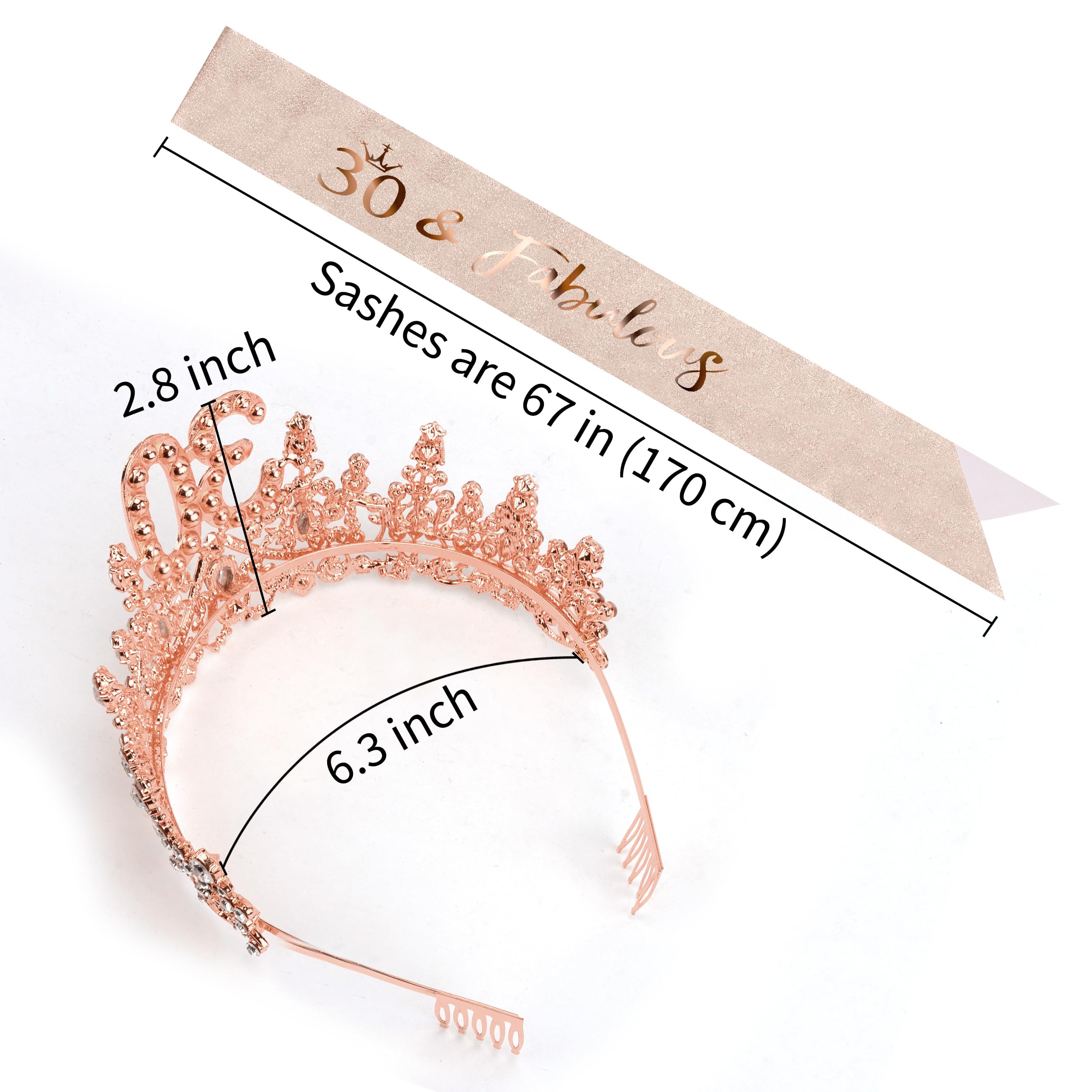 COCIDE 30th Birthday Sashes, Crowns & Decorations – Sash, Tiaras Set for Women & Girls
