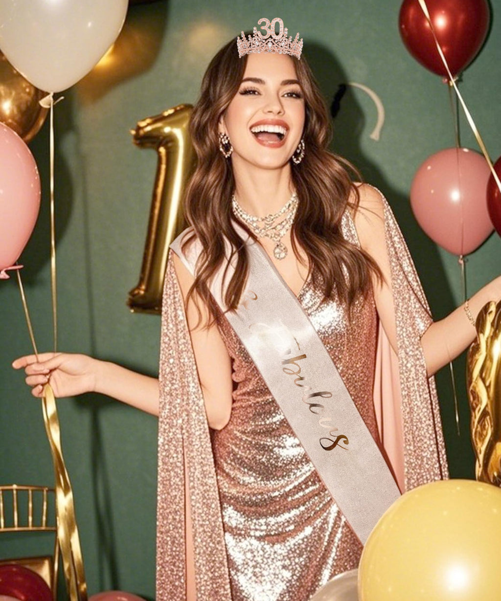 COCIDE 30th Birthday Sashes, Crowns & Decorations – Sash, Tiaras Set for Women & Girls