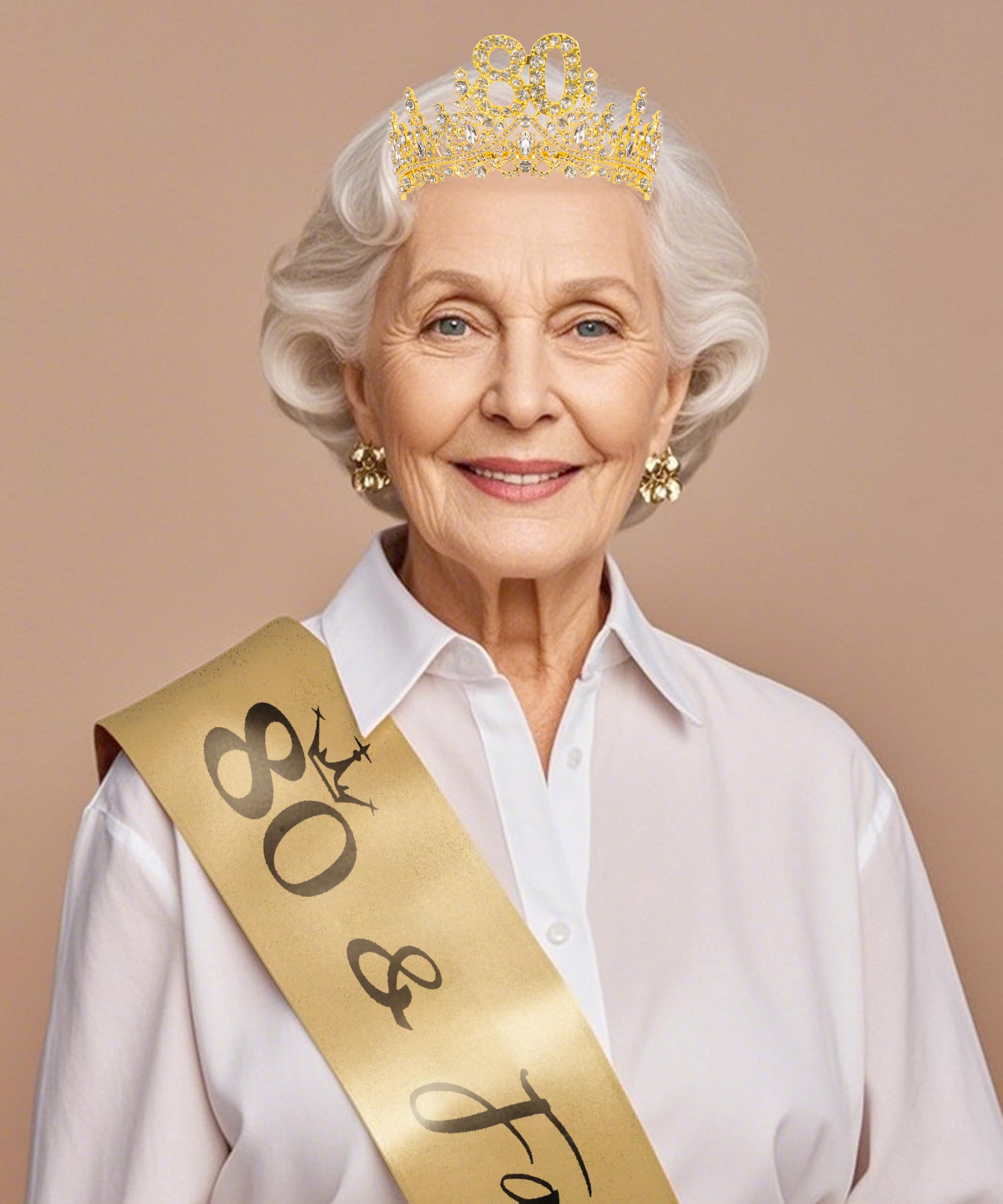 COCIDE 80th Birthday Sashes, Crowns & Decorations – Sash & Tiara Set for Women & Girls