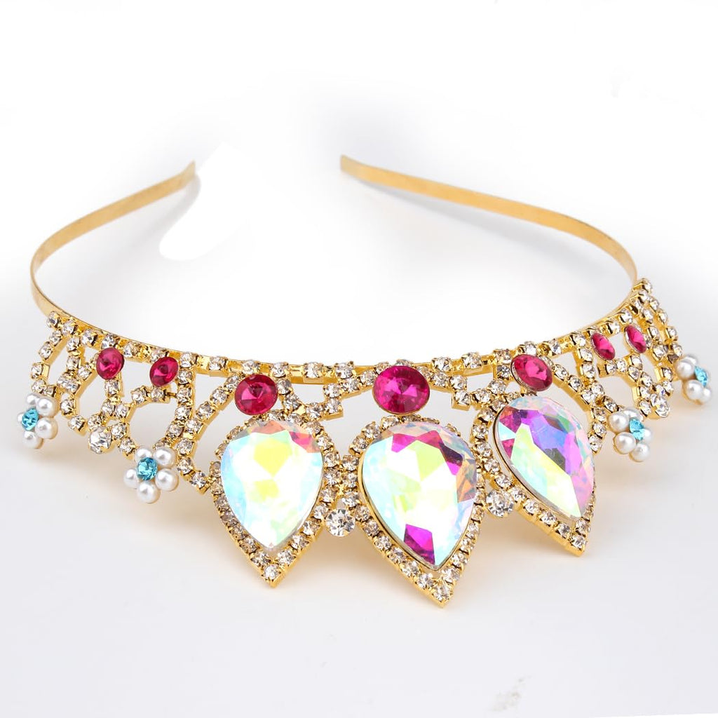 COCIDE Rapunzel Crown – AB Crystal Tiara & Pearl Hairpiece for Girls, Birthday & Wedding