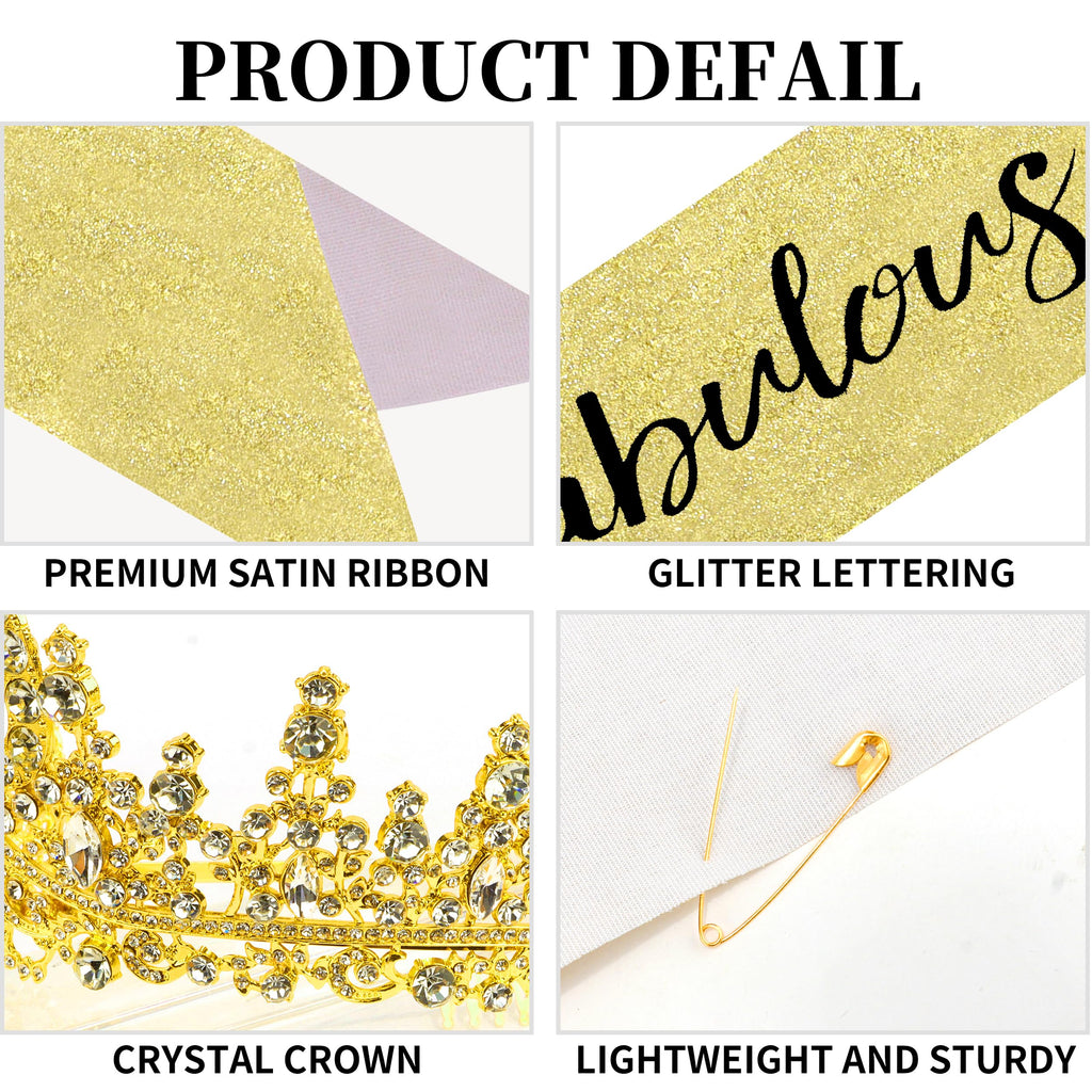 COCIDE 80th Birthday Sashes, Crowns & Decorations – Sash & Tiara Set for Women & Girls