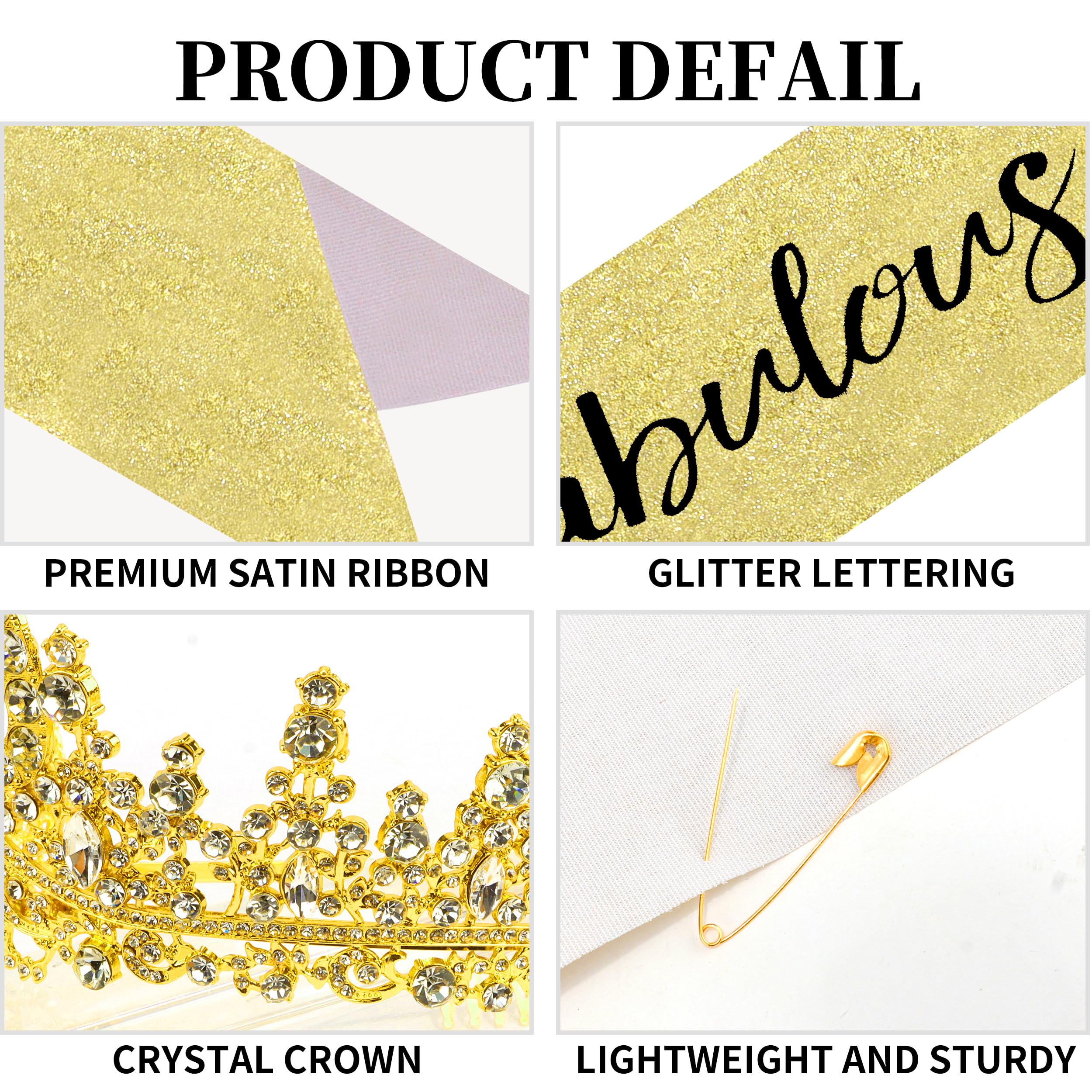 COCIDE 80th Birthday Sashes, Crowns & Decorations – Sash & Tiara Set for Women & Girls