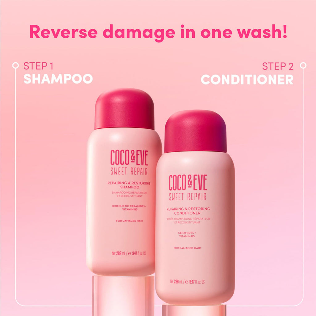 Coco & Eve Repairing & Restoring Shampoo for Damaged, Color-Treated Hair | Biomimetic Ceramides & Vitamin B5 | 9.47 Fl Oz