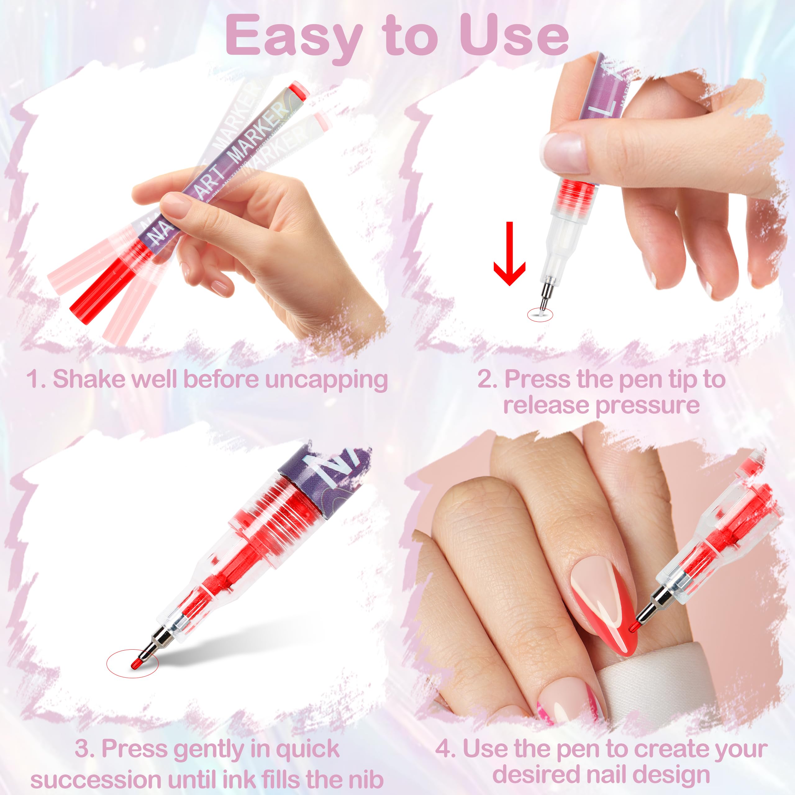 Cocobeen 12 Colors Nail Art Pens Set | 0.5mm Quick-Dry Nail Markers for DIY Design