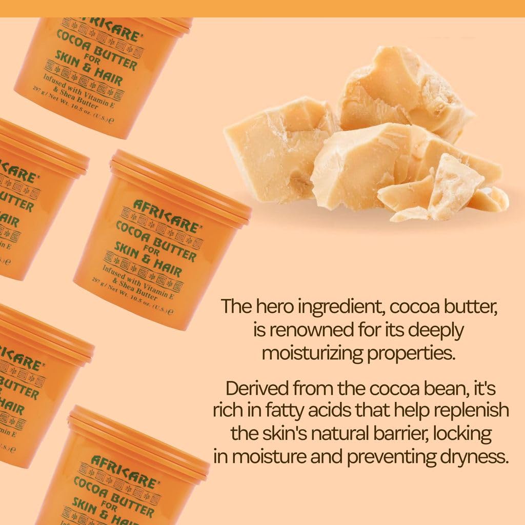 COCOCARE Africare Cocoa Butter 10.5 Oz – Skin & Hair Nourishment with Vitamin E & Shea Butter | Made in USA