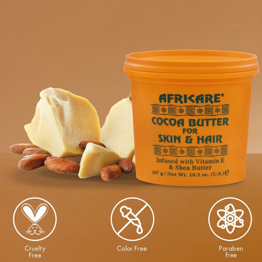 COCOCARE Africare Cocoa Butter 10.5 Oz – Skin & Hair Nourishment with Vitamin E & Shea Butter | Made in USA