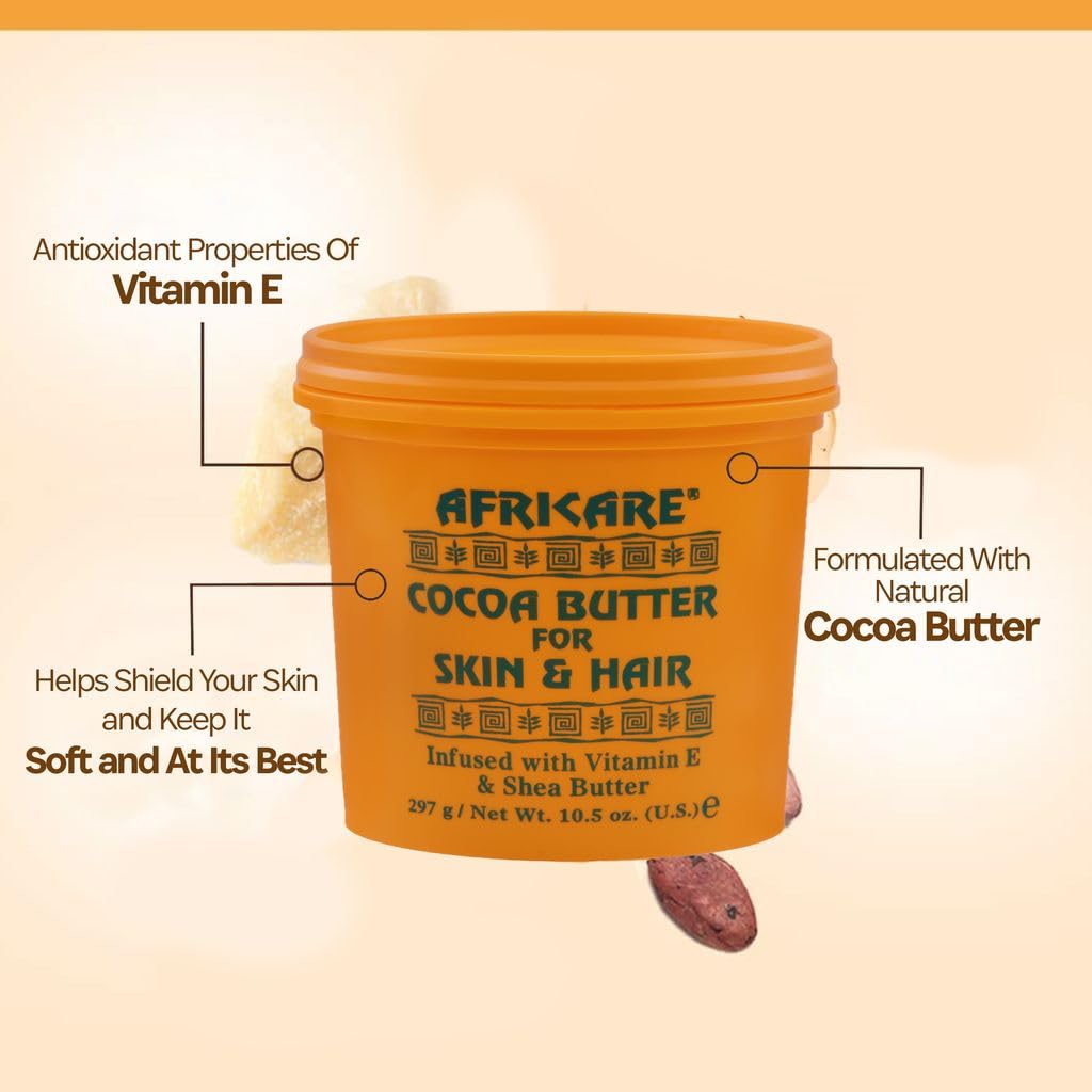 COCOCARE Africare Cocoa Butter 10.5 Oz – Skin & Hair Nourishment with Vitamin E & Shea Butter | Made in USA