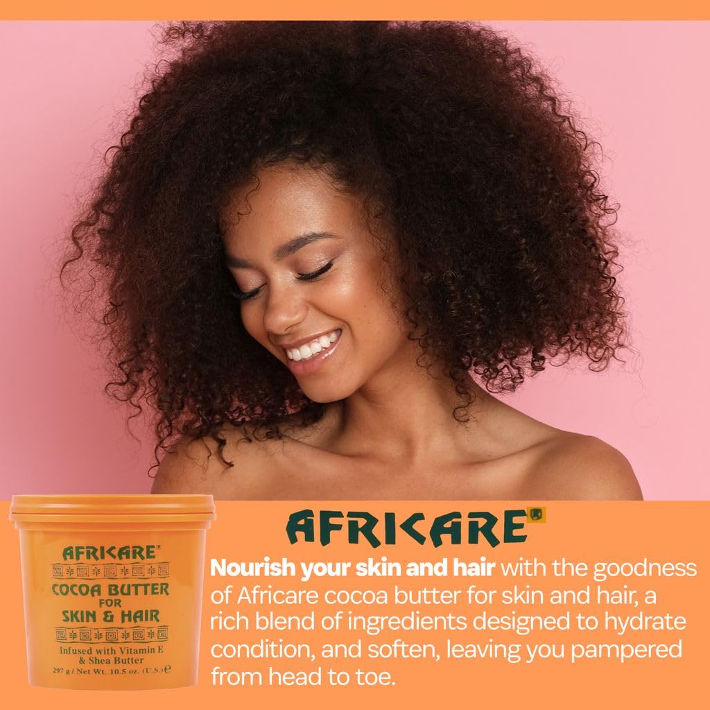 COCOCARE Africare Cocoa Butter 10.5 Oz – Skin & Hair Nourishment with Vitamin E & Shea Butter | Made in USA