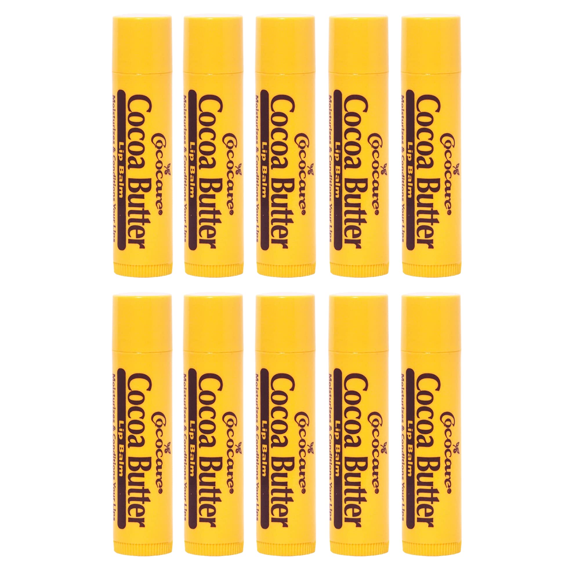 COCOCARE Cocoa Butter Lip Balm - The Little Yellow Stick | Hydrating Lip Care 0.15oz (10 Sticks)