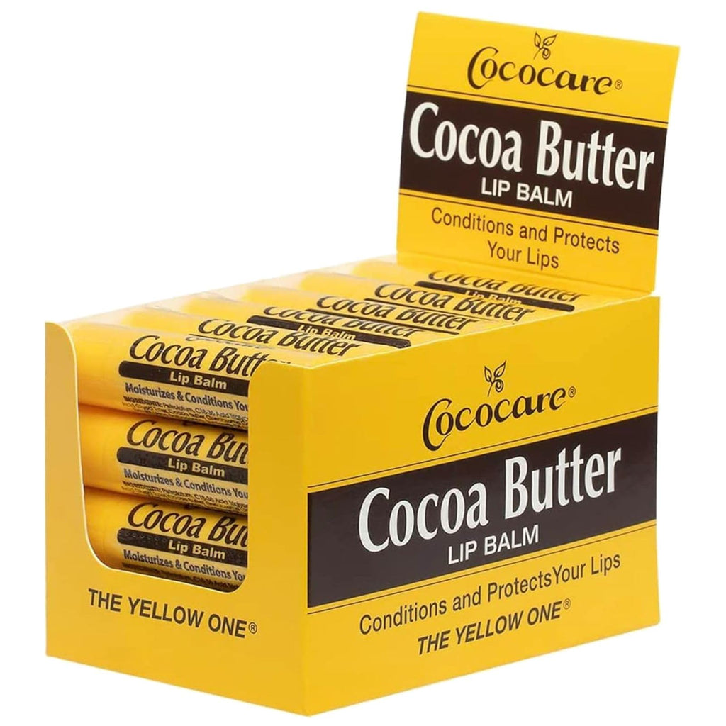 COCOCARE Cocoa Butter Lip Balm – The Little Yellow Stick, Hydration & Protection, 0.15oz Pack of 10