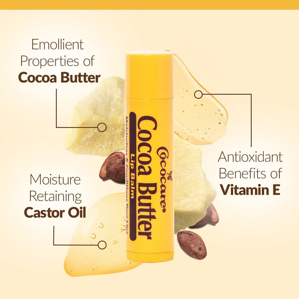 COCOCARE Cocoa Butter Lip Balm - The Little Yellow Stick | Hydrating Lip Care 0.15oz (10 Sticks)