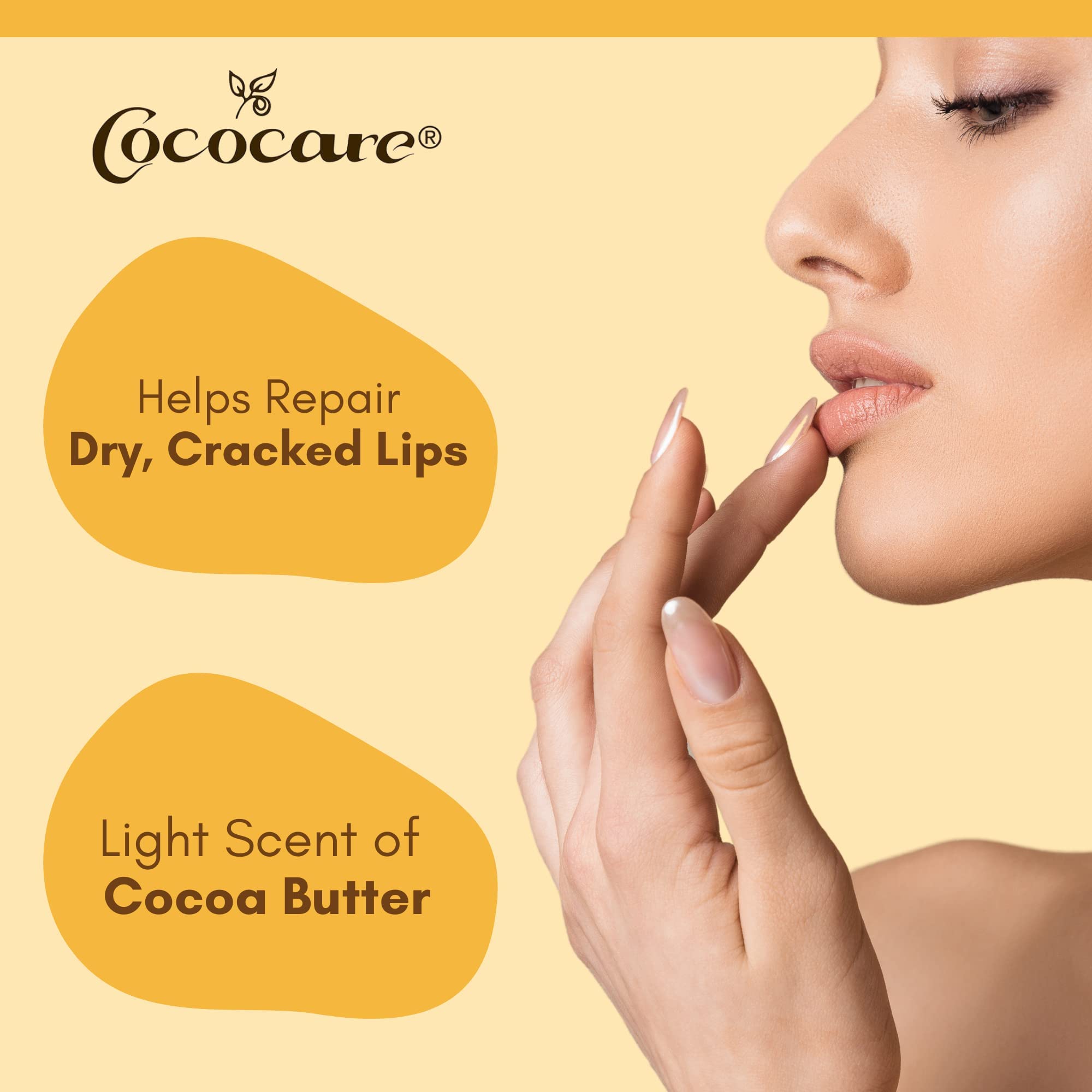 COCOCARE Cocoa Butter Lip Balm - The Little Yellow Stick | Hydrating Lip Care 0.15oz (10 Sticks)