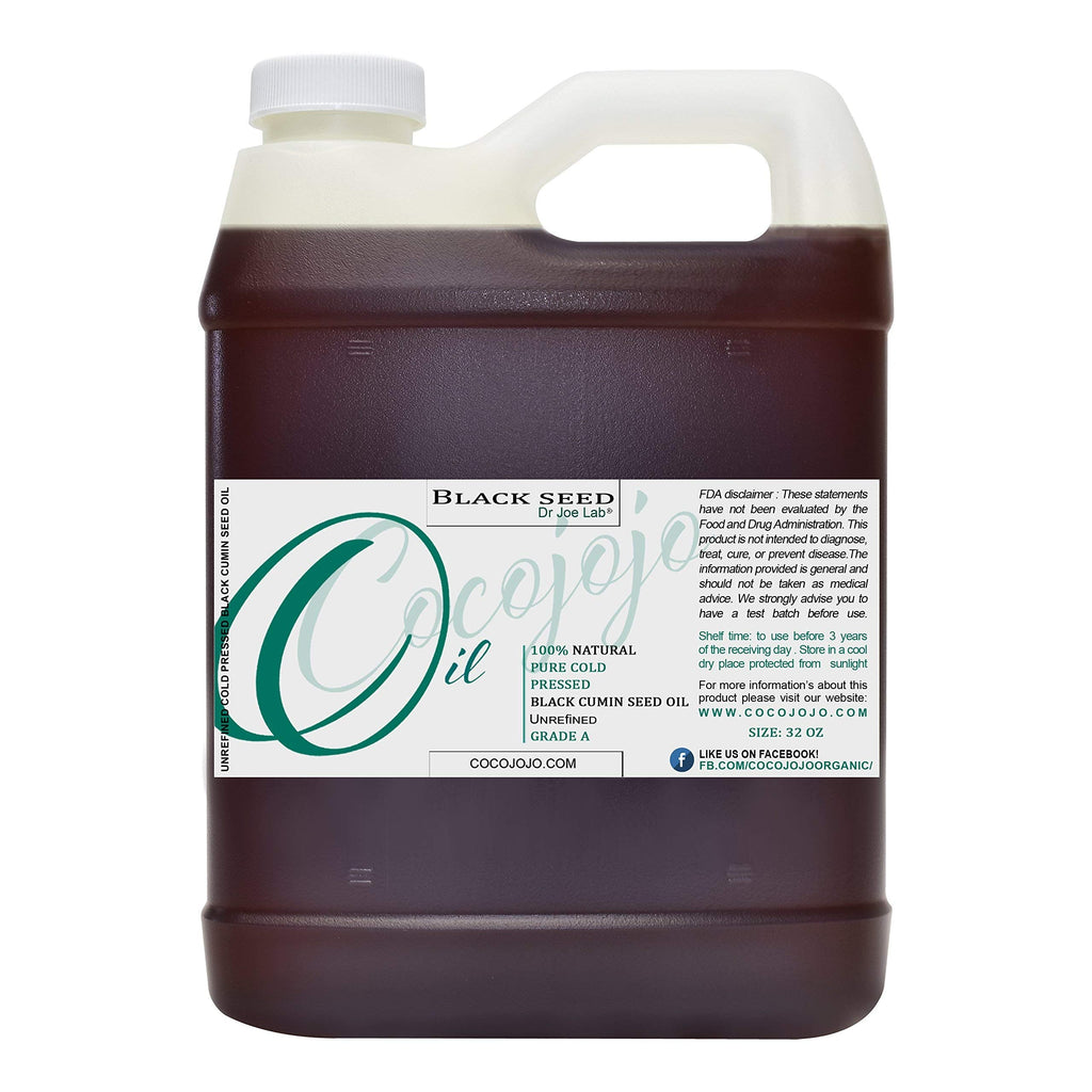 Cocojojo 32 oz Black Cumin Oil – Cold-Pressed Egyptian Kalonji for Hair, Skin & More