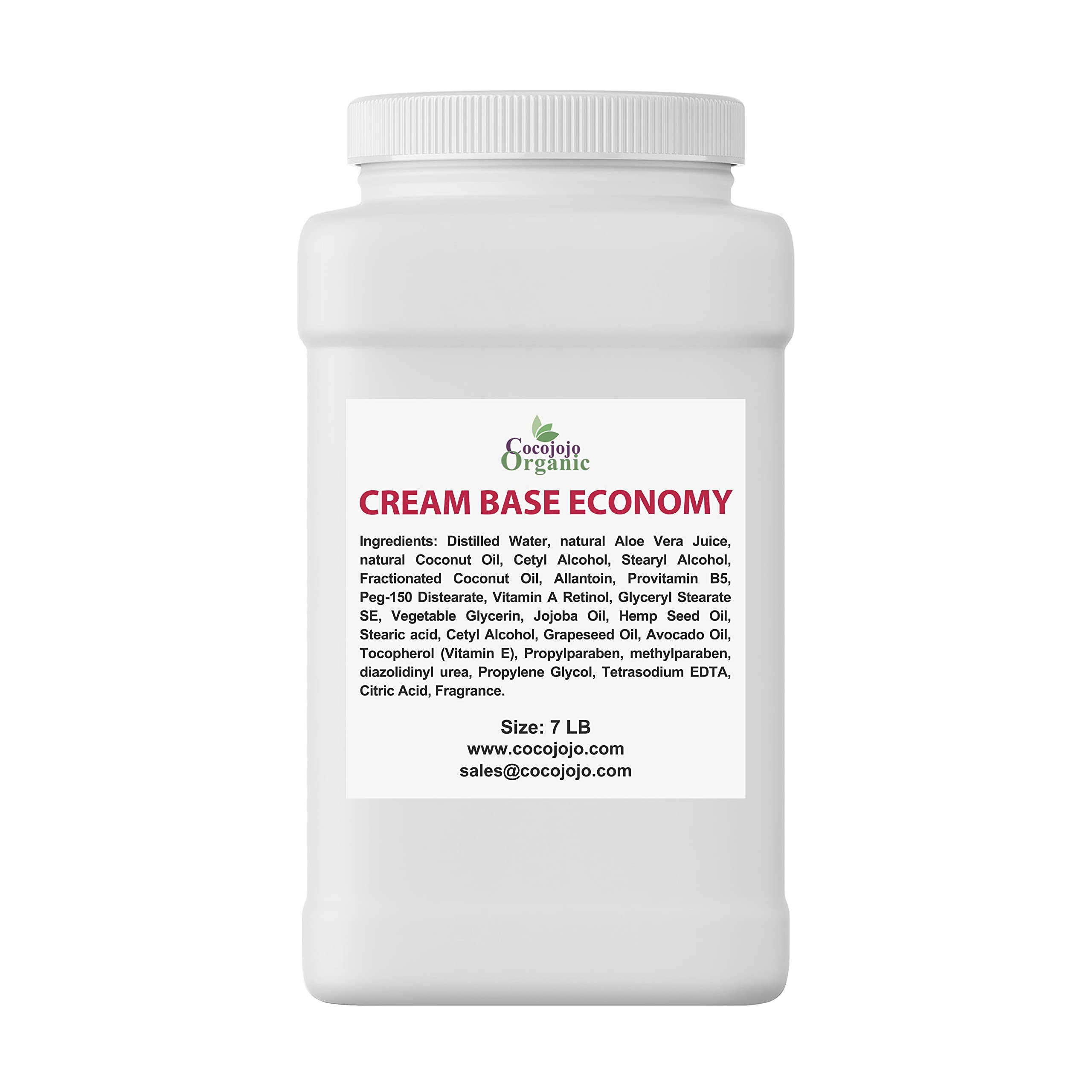 cocojojo Cream Base Economy – DIY Base Cream for Custom Skincare (Vegan, Hydrating) 7 lb Bulk