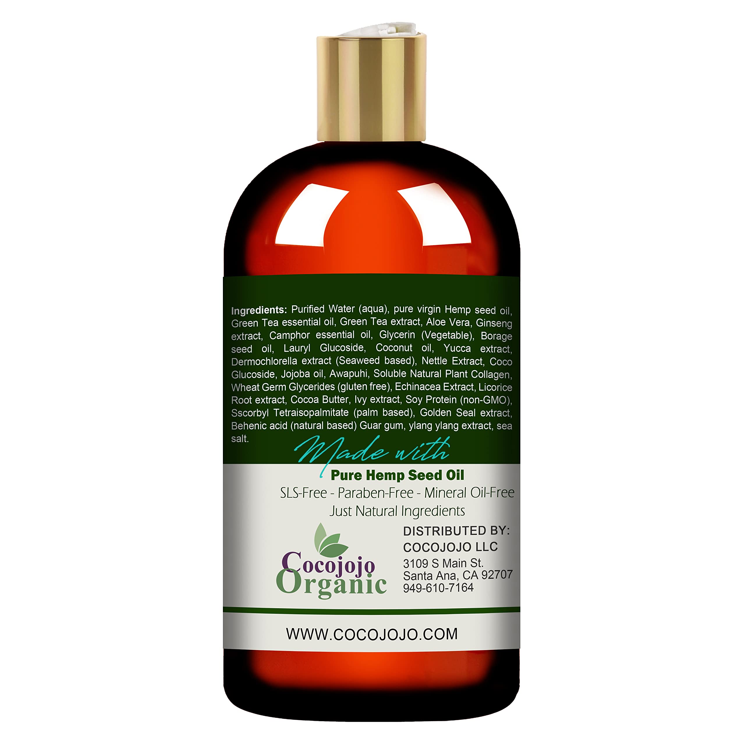 Cocojojo Hemp Shampoo 16 oz - Volumizing, Ultra Hydrating, Sulfate & Paraben-Free