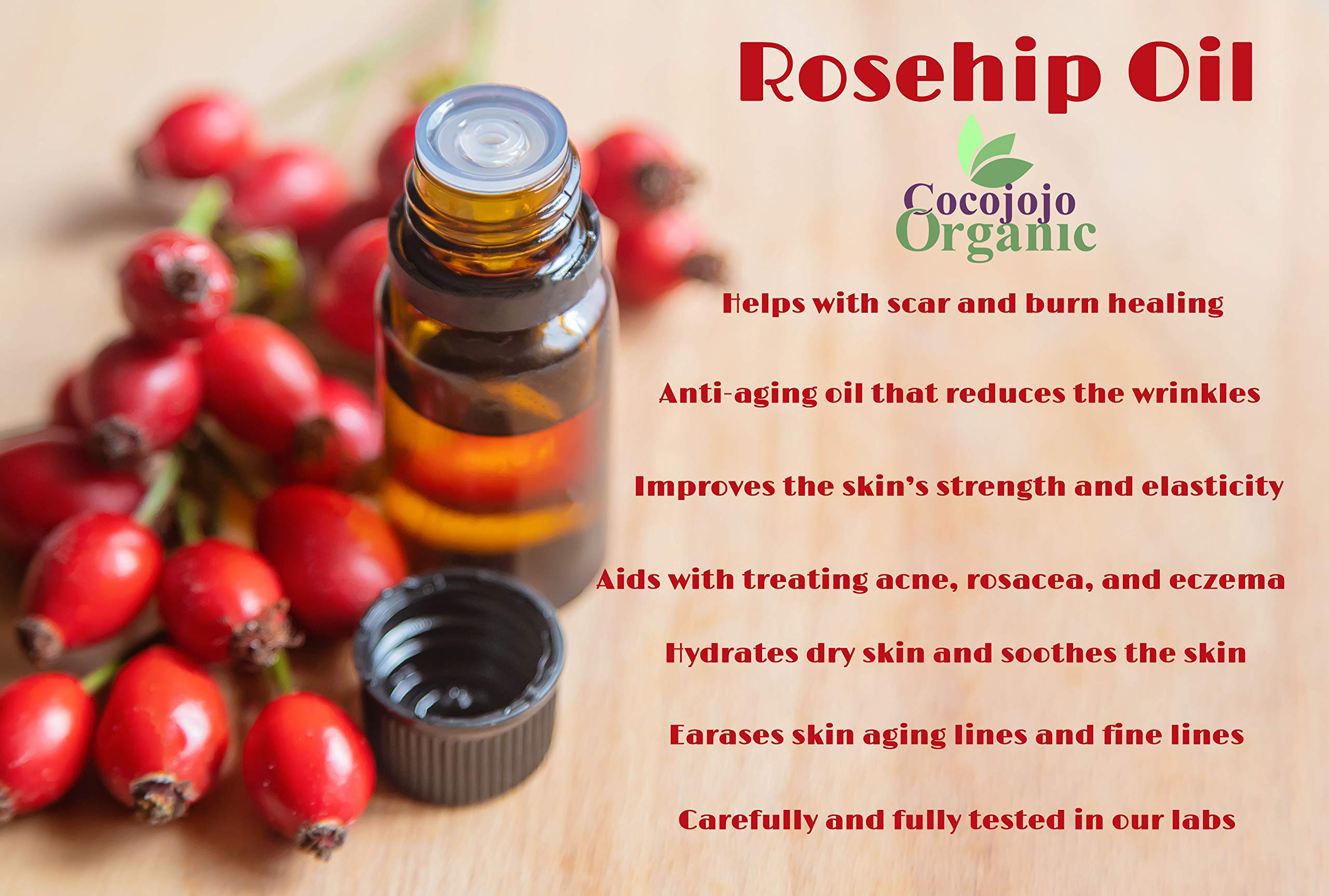 Cocojojo Rosehip Oil – Pure Cold-Pressed Seed Oil, 16 oz (Egypt Origin)