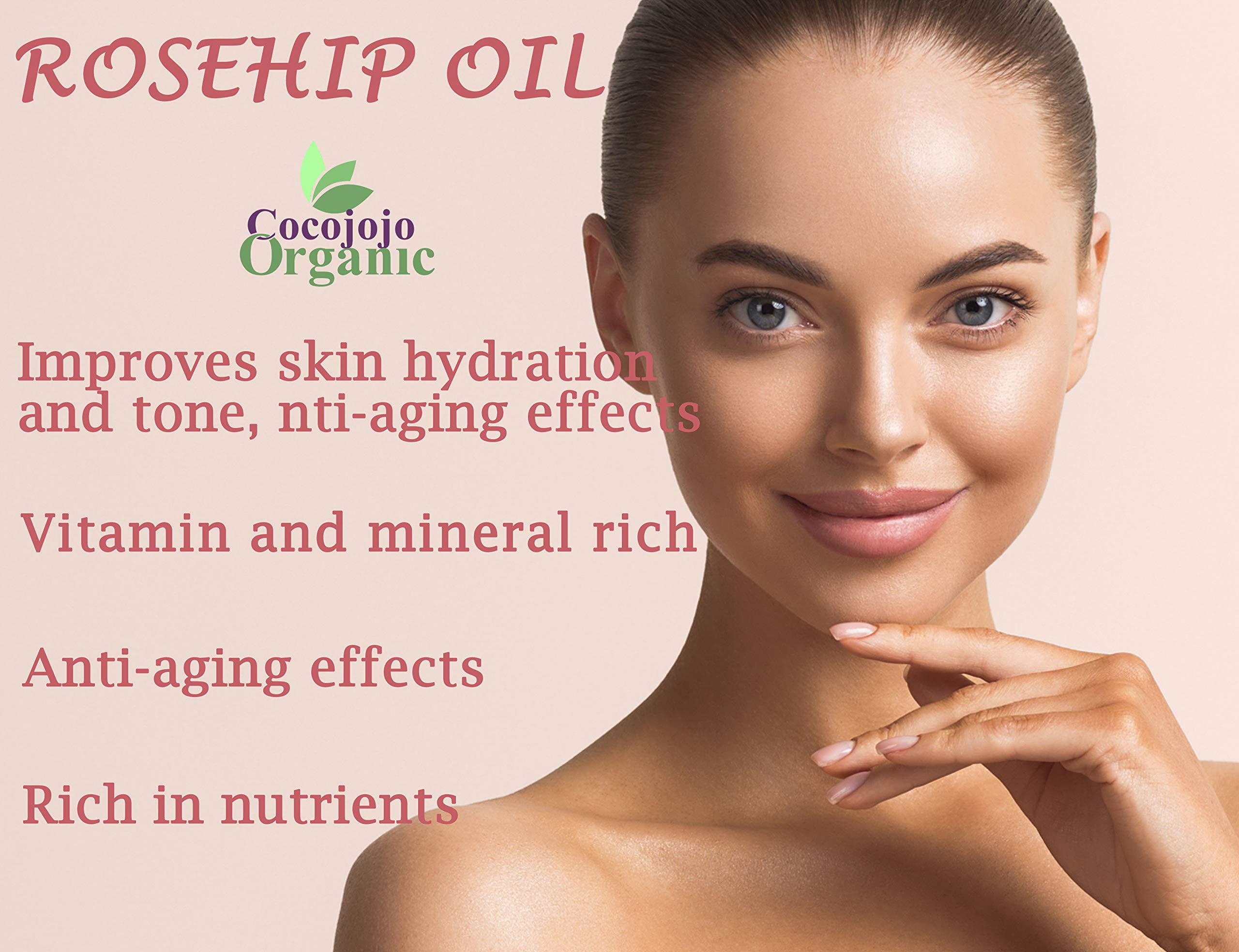 Cocojojo Rosehip Oil – Pure Cold-Pressed Seed Oil, 16 oz (Egypt Origin)