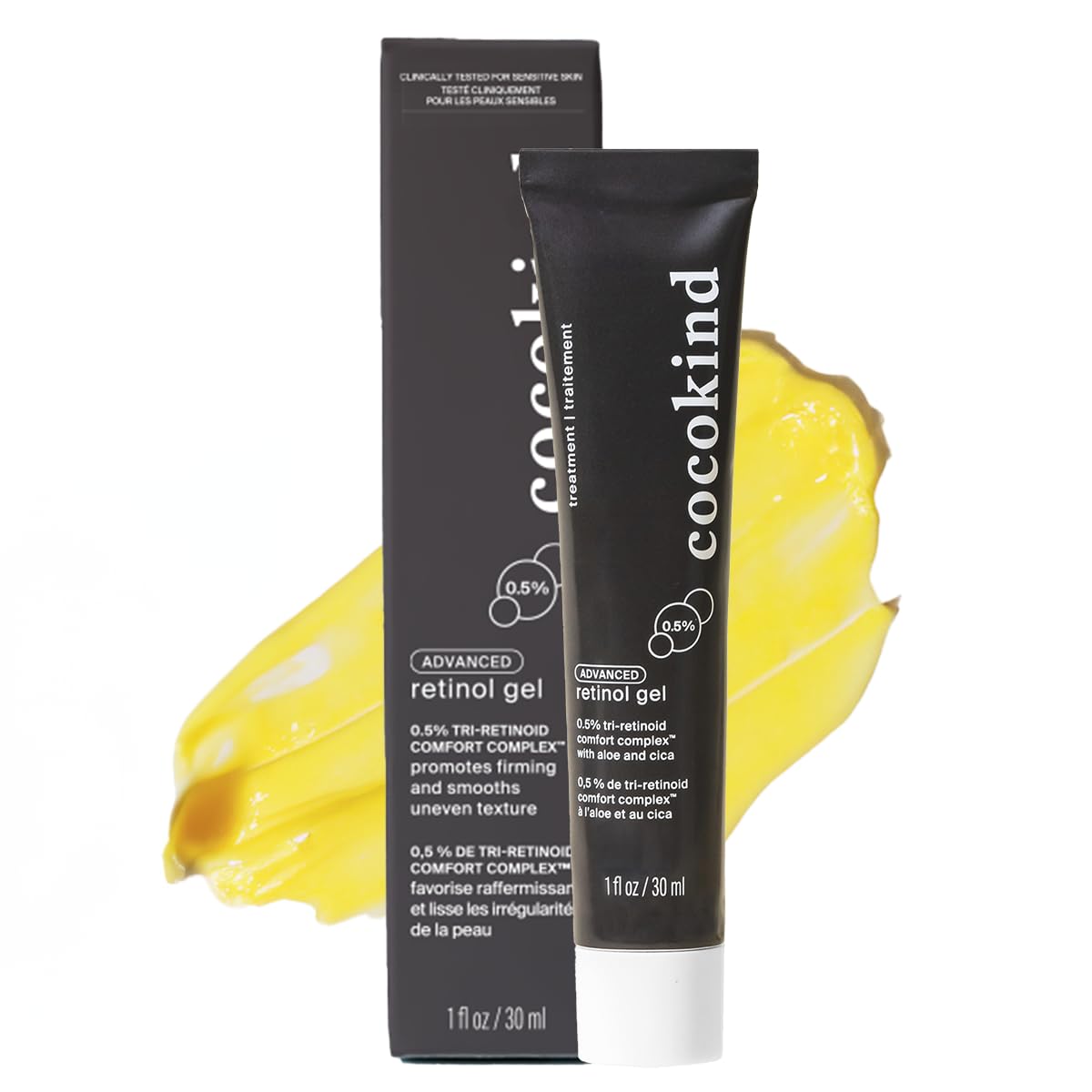 Cocokind Advanced Retinol Gel 0.5% – Gentle Tri-Retinoid Gel for Sensitive Skin (1 fl oz)