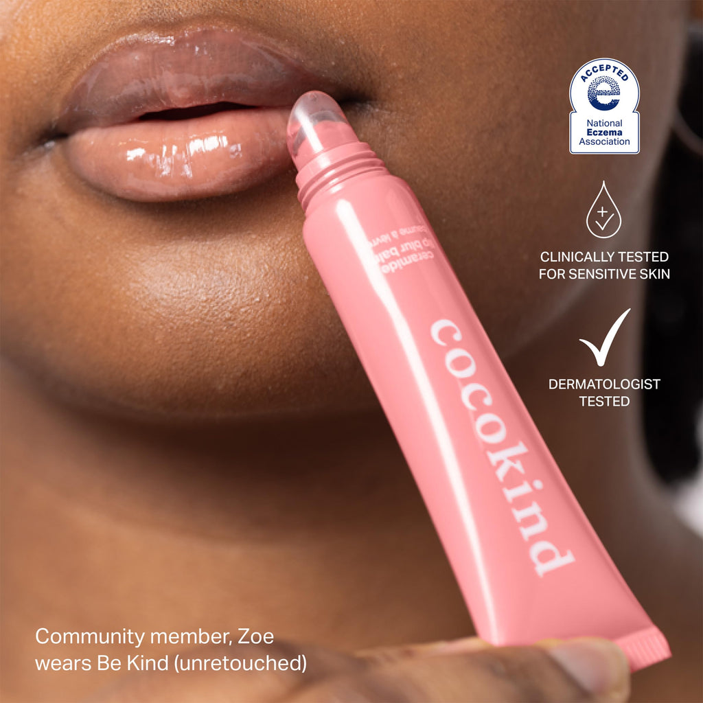 Cocokind Ceramide Lip Blur Balm Be Kind – Coral Pink Hydrating Lip Care (3 Pack) for Sensitive Lips